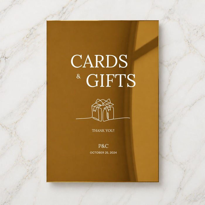Moda Collection Gold Mirror Wedding Cards & Gifts Sign