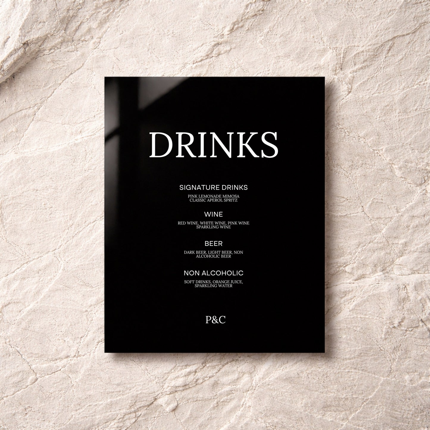 Moda Collection Acrylic Wedding Bar & Drinks Sign