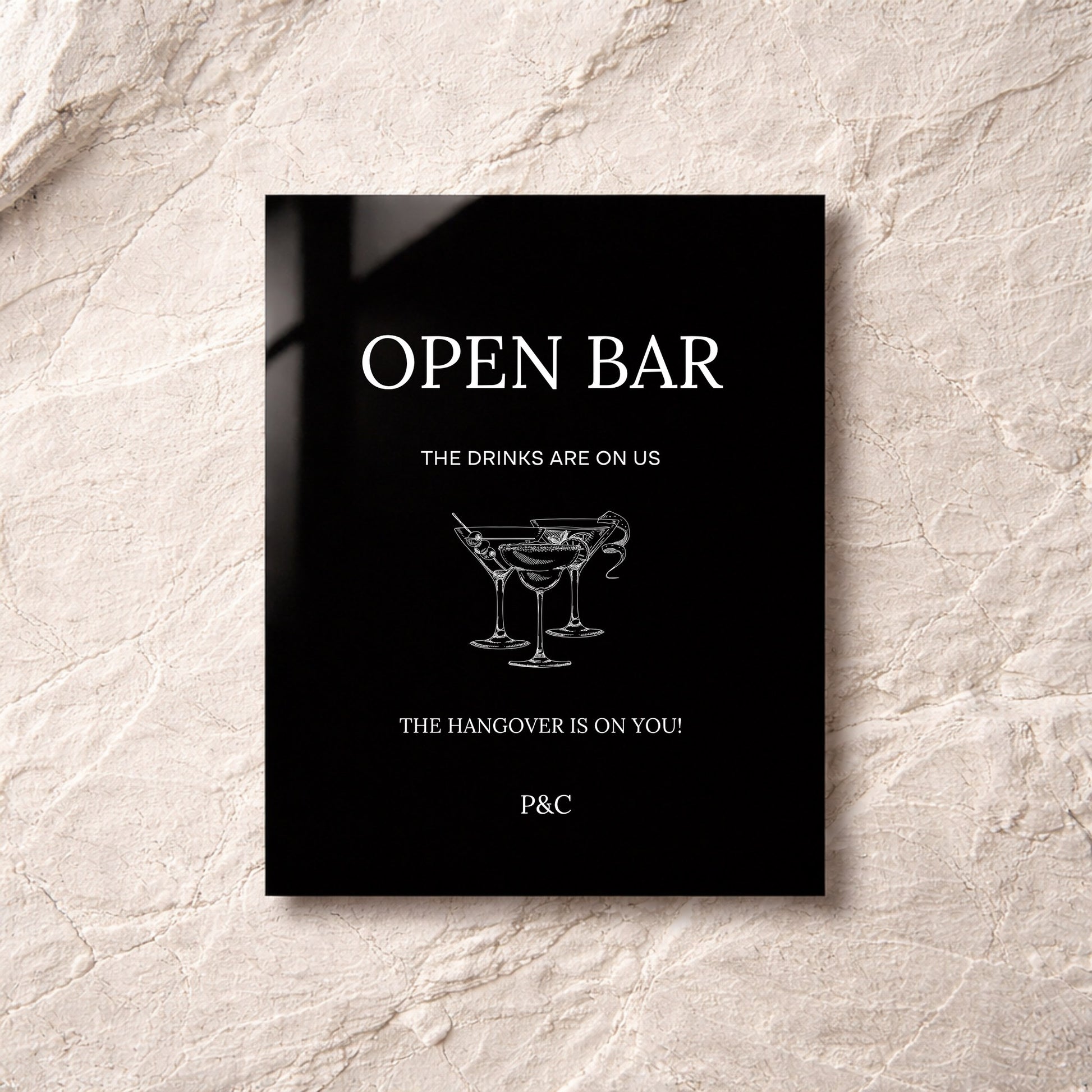 Moda Collection Acrylic Wedding Bar & Drinks Sign