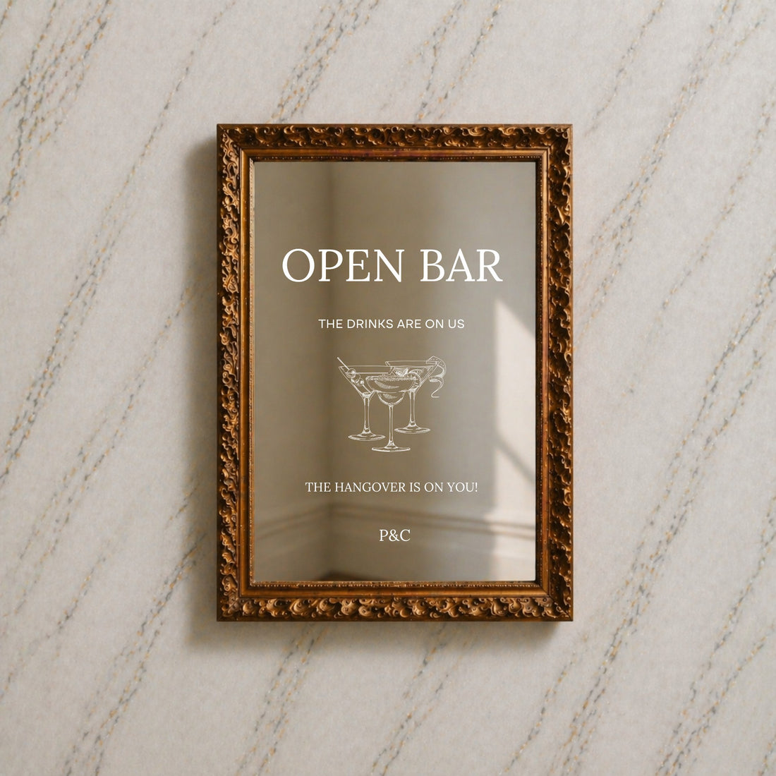Moda Collection Decal Wedding Bar & Drinks Sign