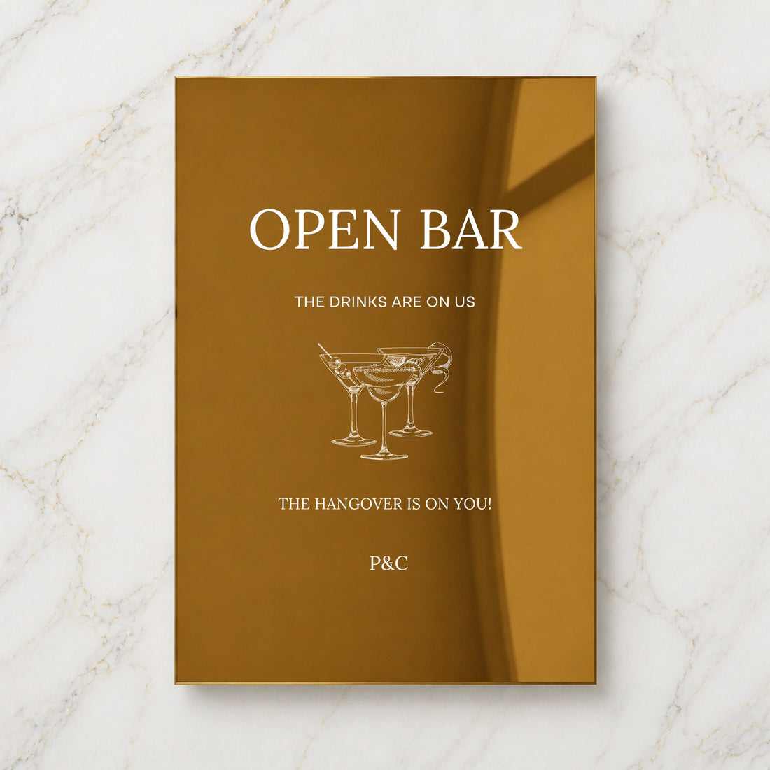 Moda Collection Gold Mirror Wedding Bar & Drinks Sign