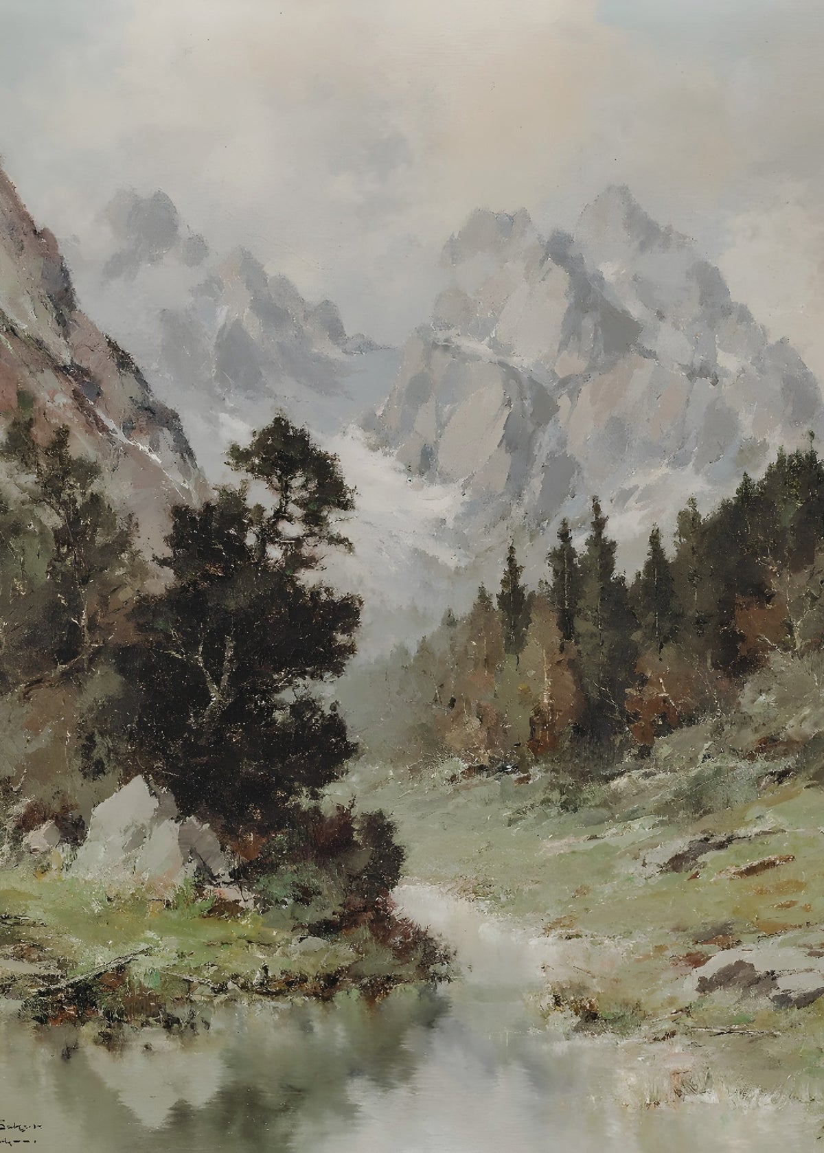 Mountain Stream, romantic wall art print