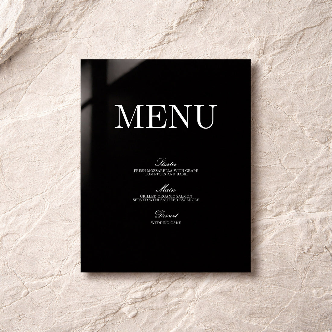 Reina Collection Acrylic Wedding Menu Sign