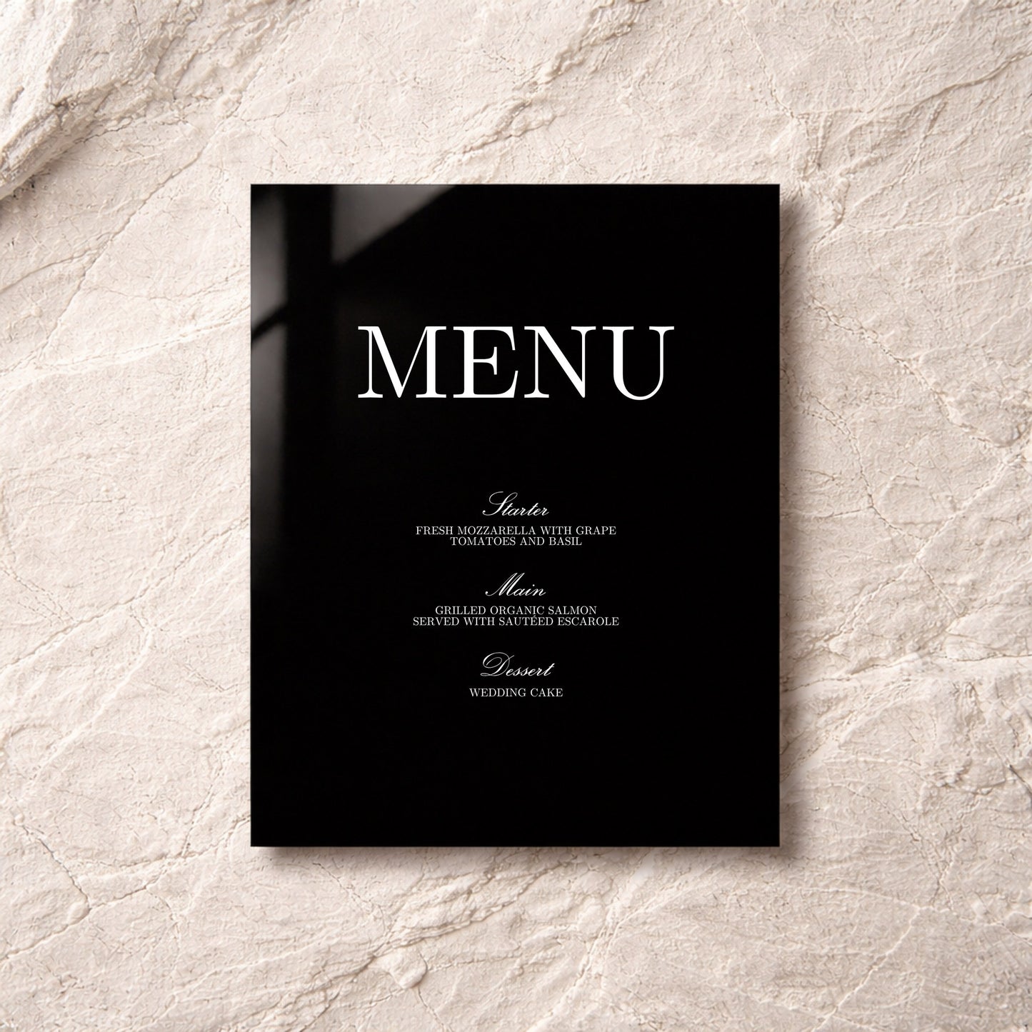 Reina Collection Acrylic Wedding Menu Sign