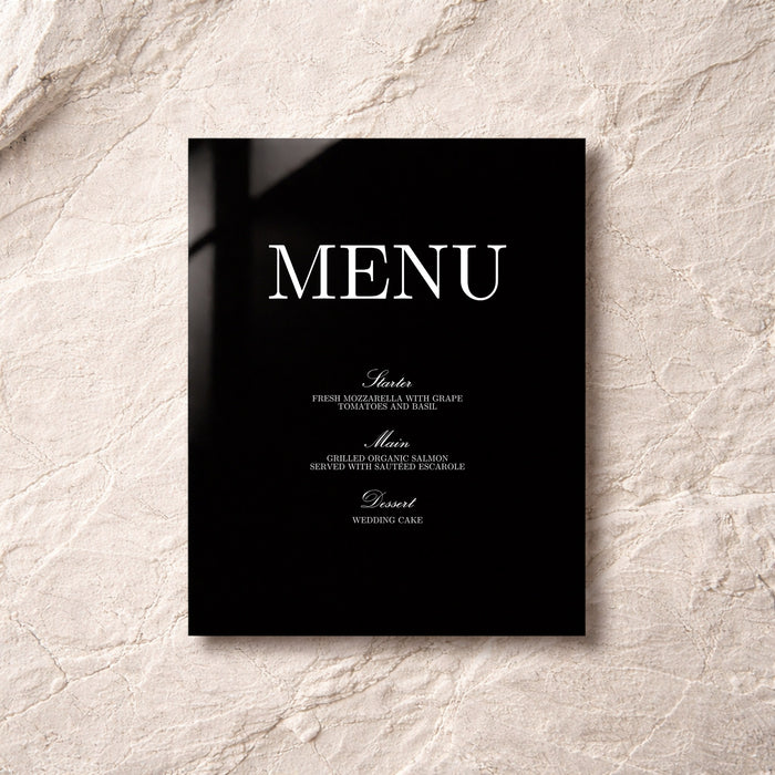 Reina Collection Acrylic Wedding Menu Sign