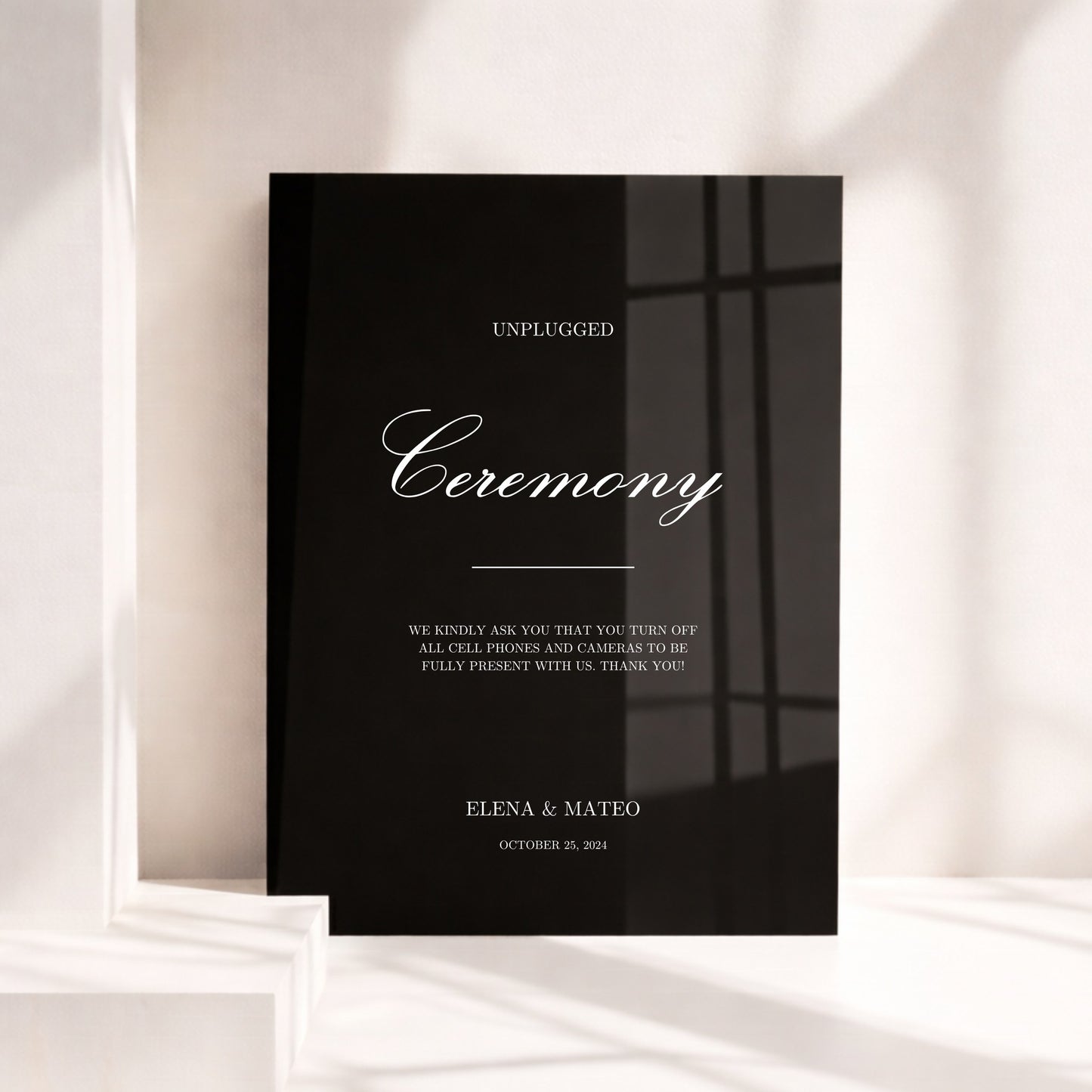 Reina Collection Acrylic Wedding Unplugged Ceremony Sign