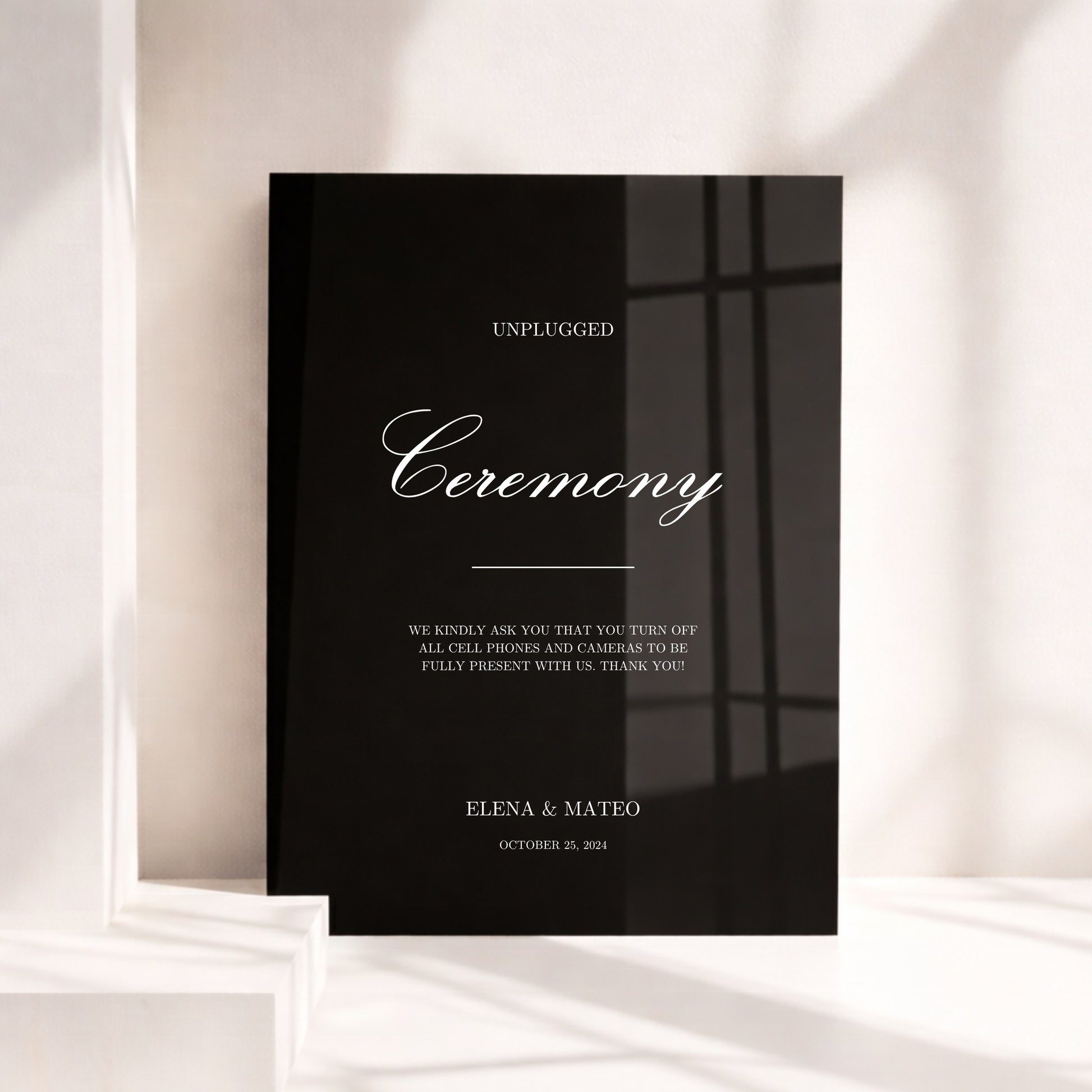 Reina Collection Acrylic Wedding Unplugged Ceremony Sign