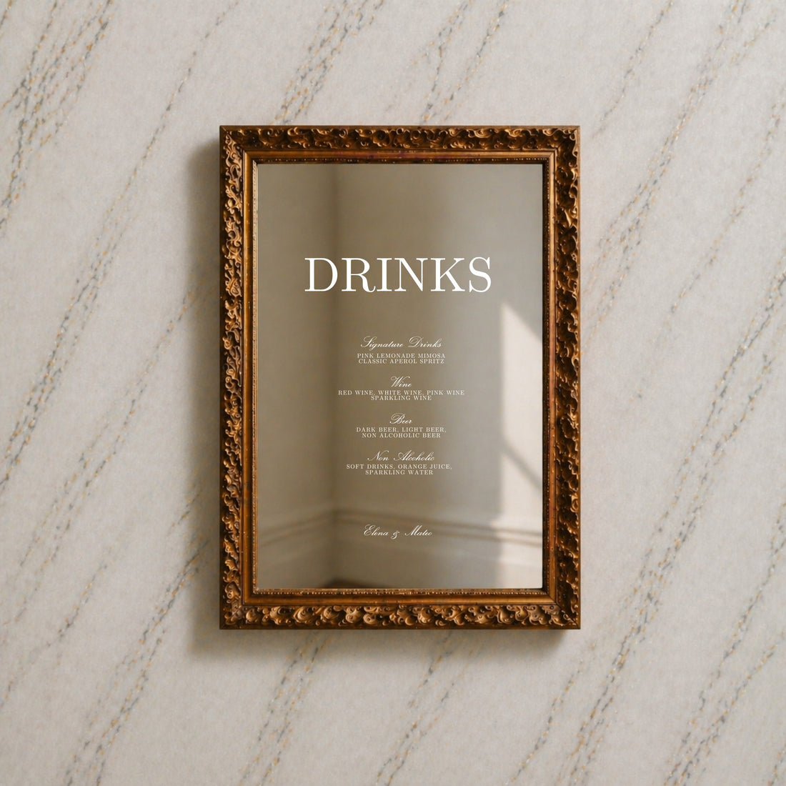 Reina Collection Decal Wedding Bar & Drinks Sign