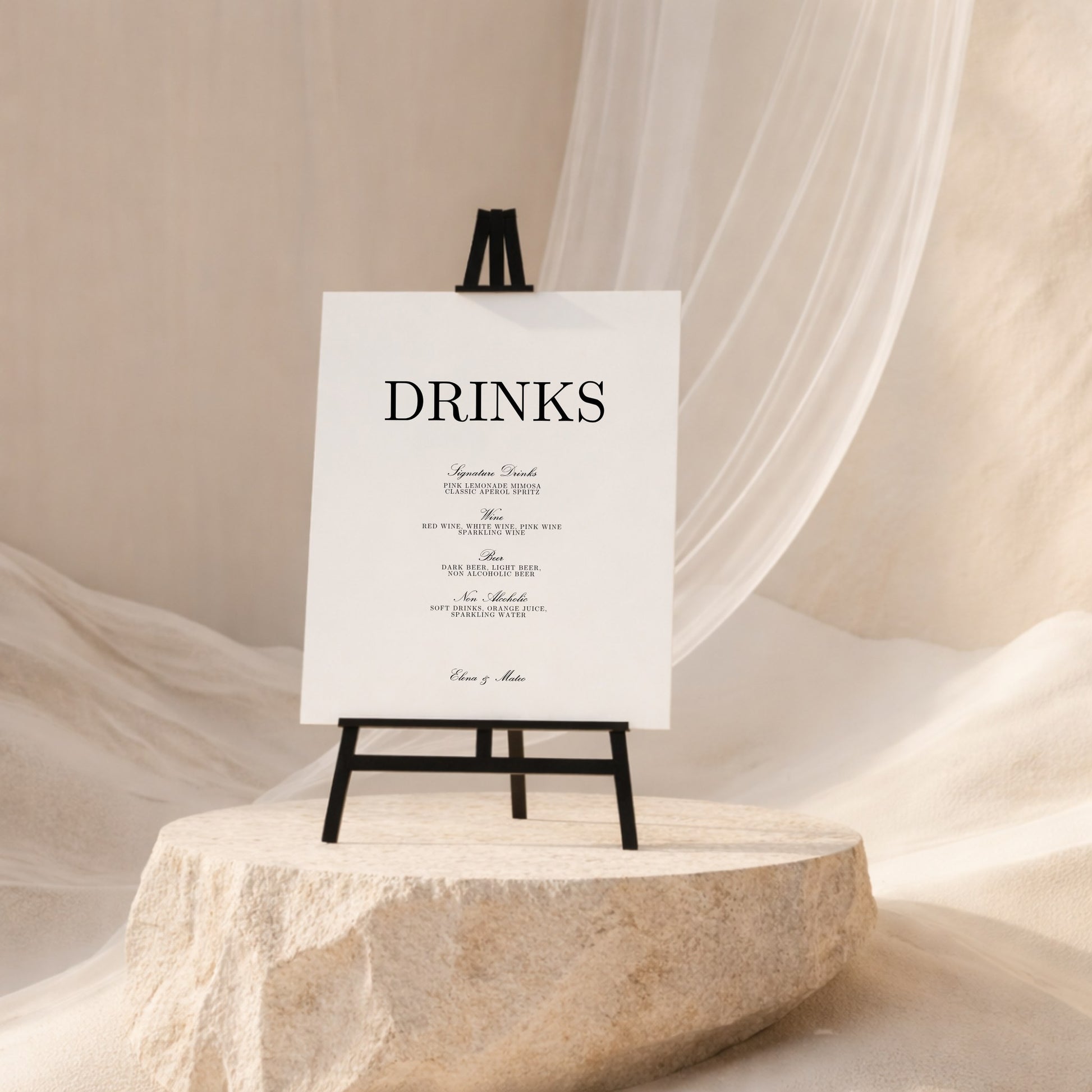 Reina Collection Gatorboard Wedding Bar & Drinks Sign