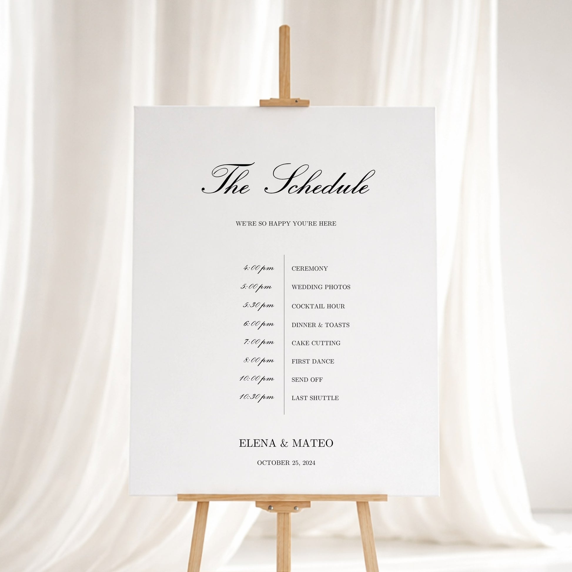Reina Collection Gatorboard Wedding Order of Events Sign