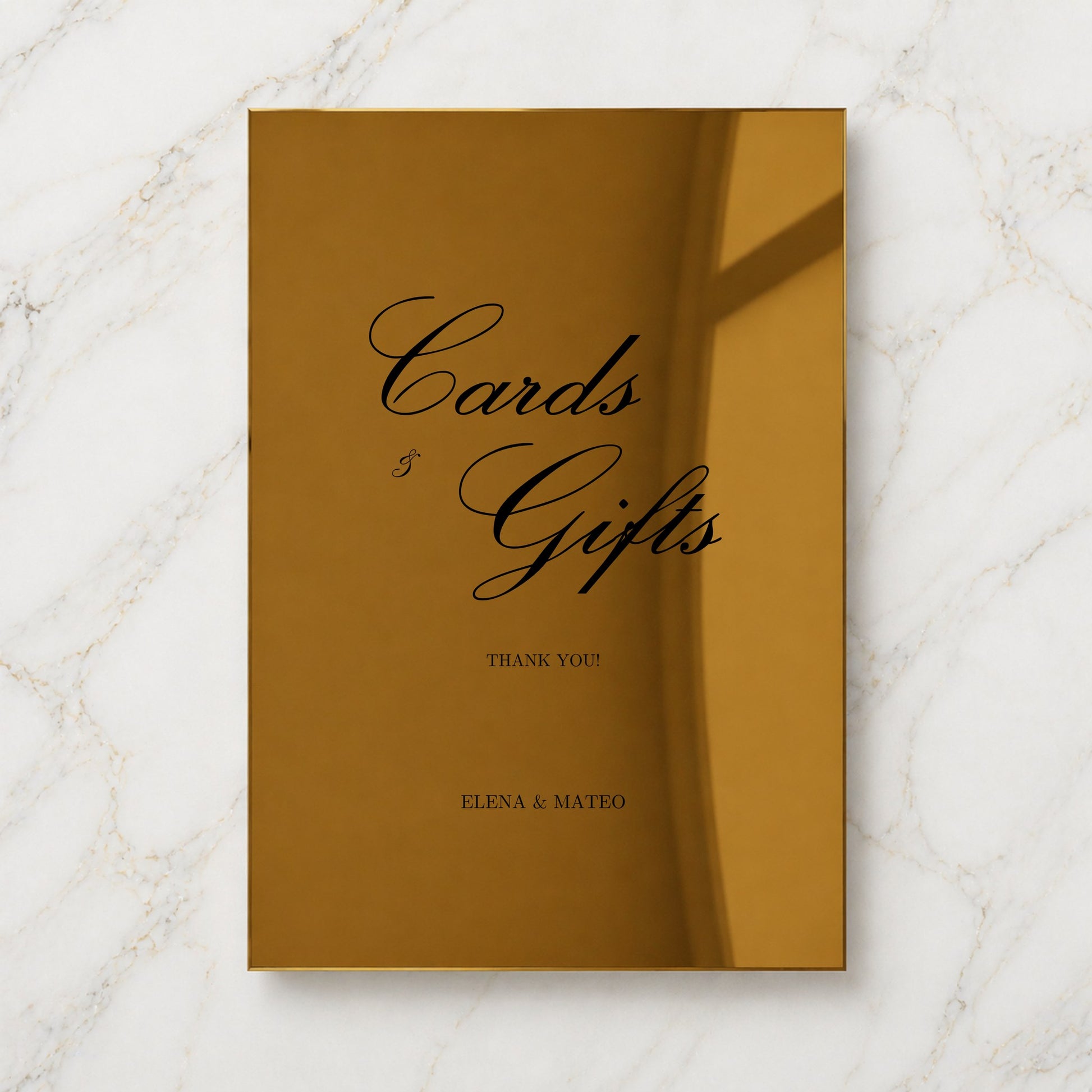 Reina Collection Gold Mirror Wedding Cards & Gifts Sign