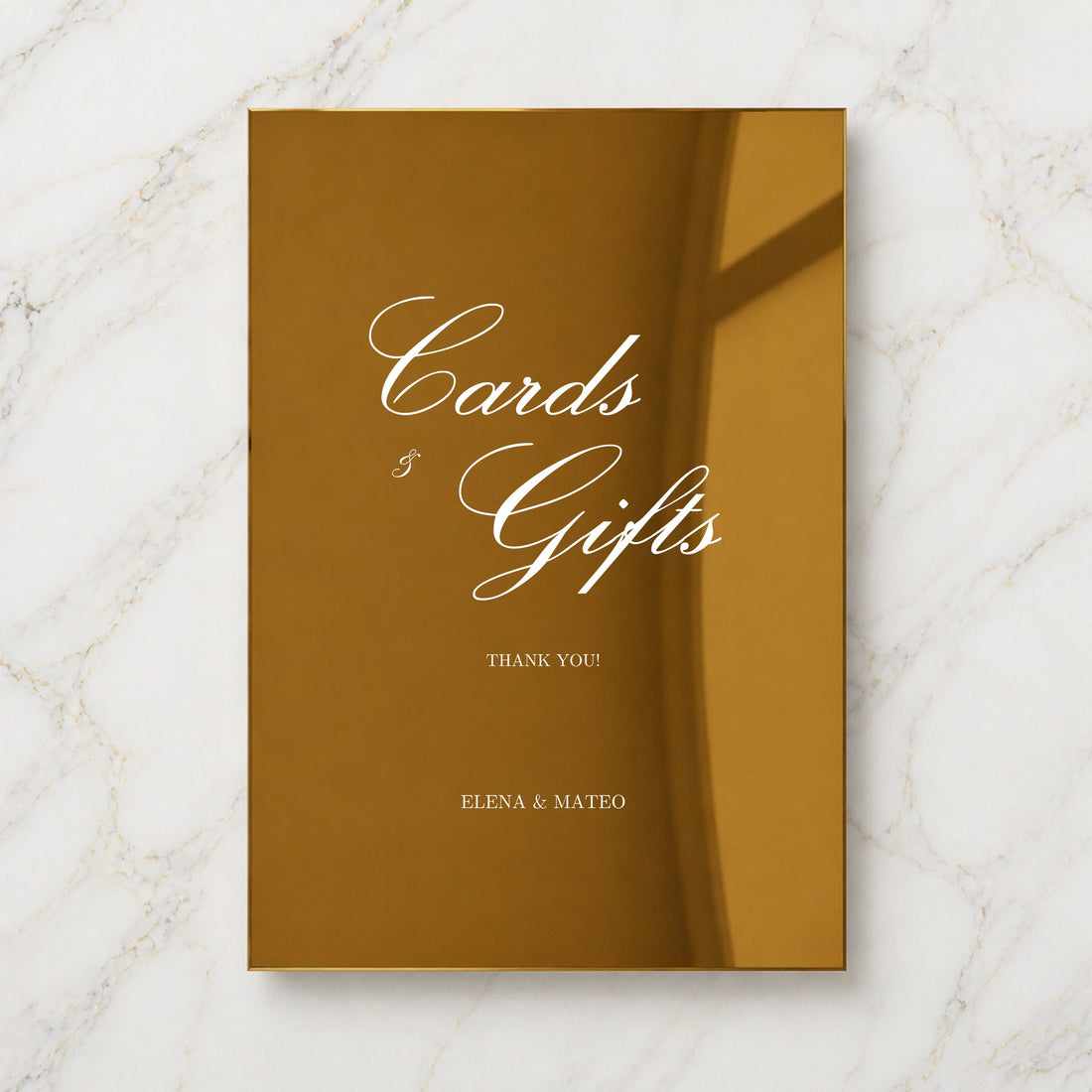 Reina Collection Gold Mirror Wedding Cards & Gifts Sign
