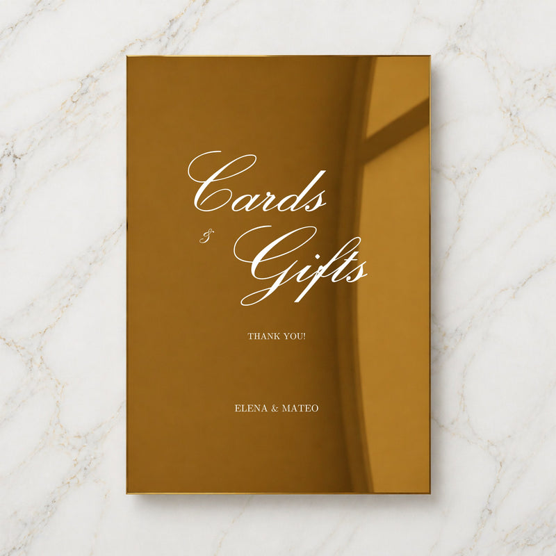 Reina Collection Gold Mirror Wedding Cards & Gifts Sign