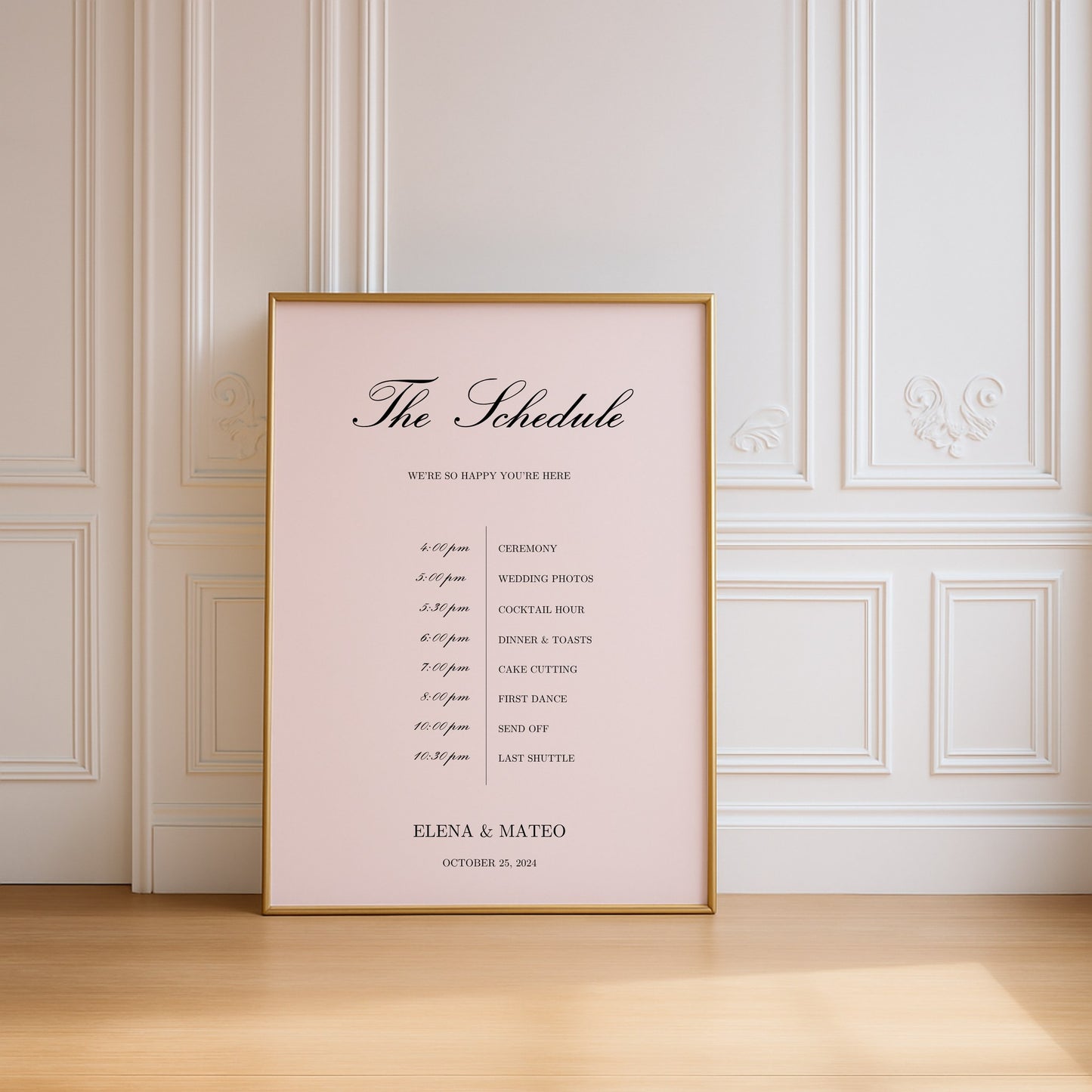 Reina Collection Poster Wedding Order of Events Sign