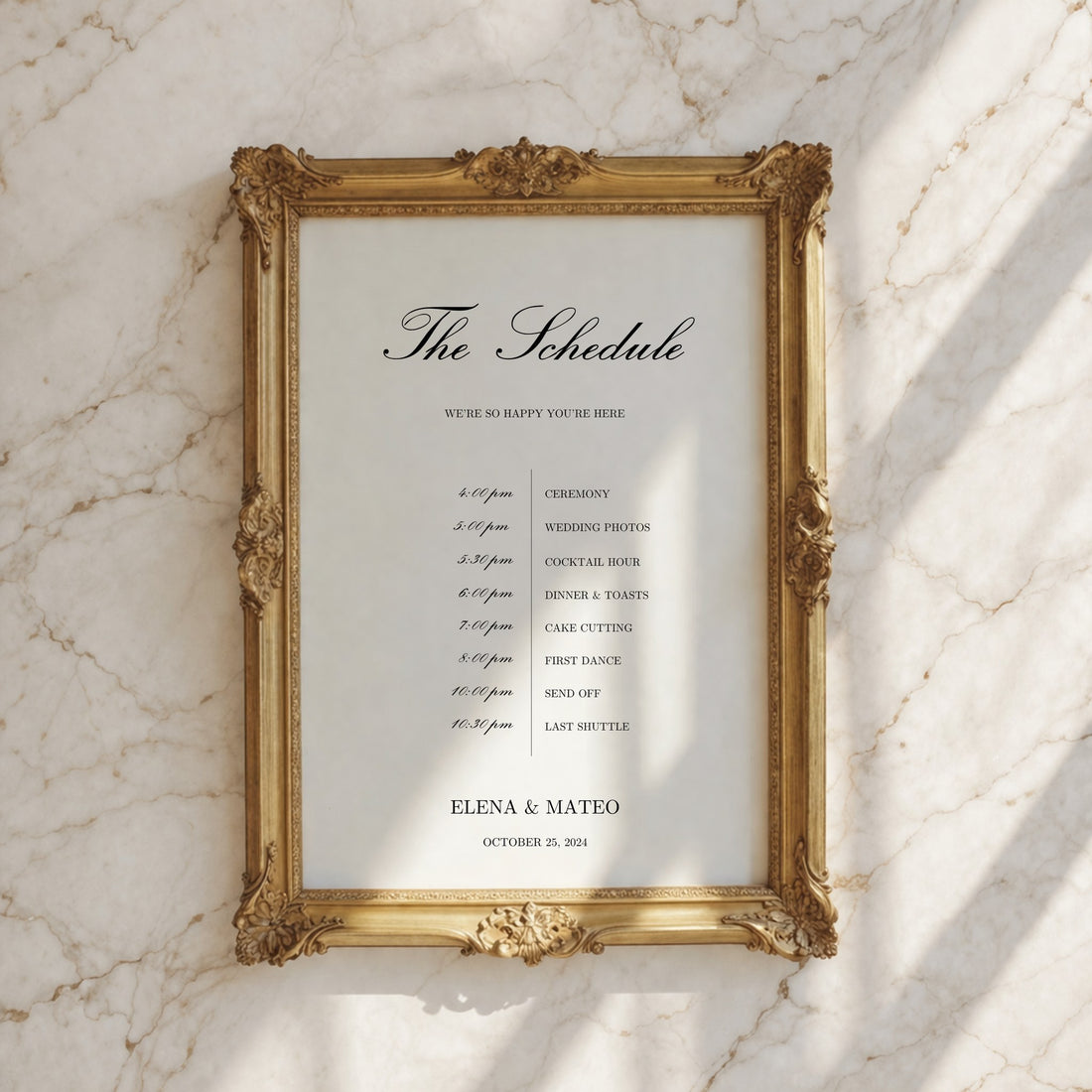 Reina Collection Poster Wedding Order of Events Sign