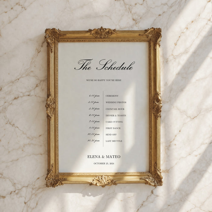 Reina Collection Poster Wedding Order of Events Sign