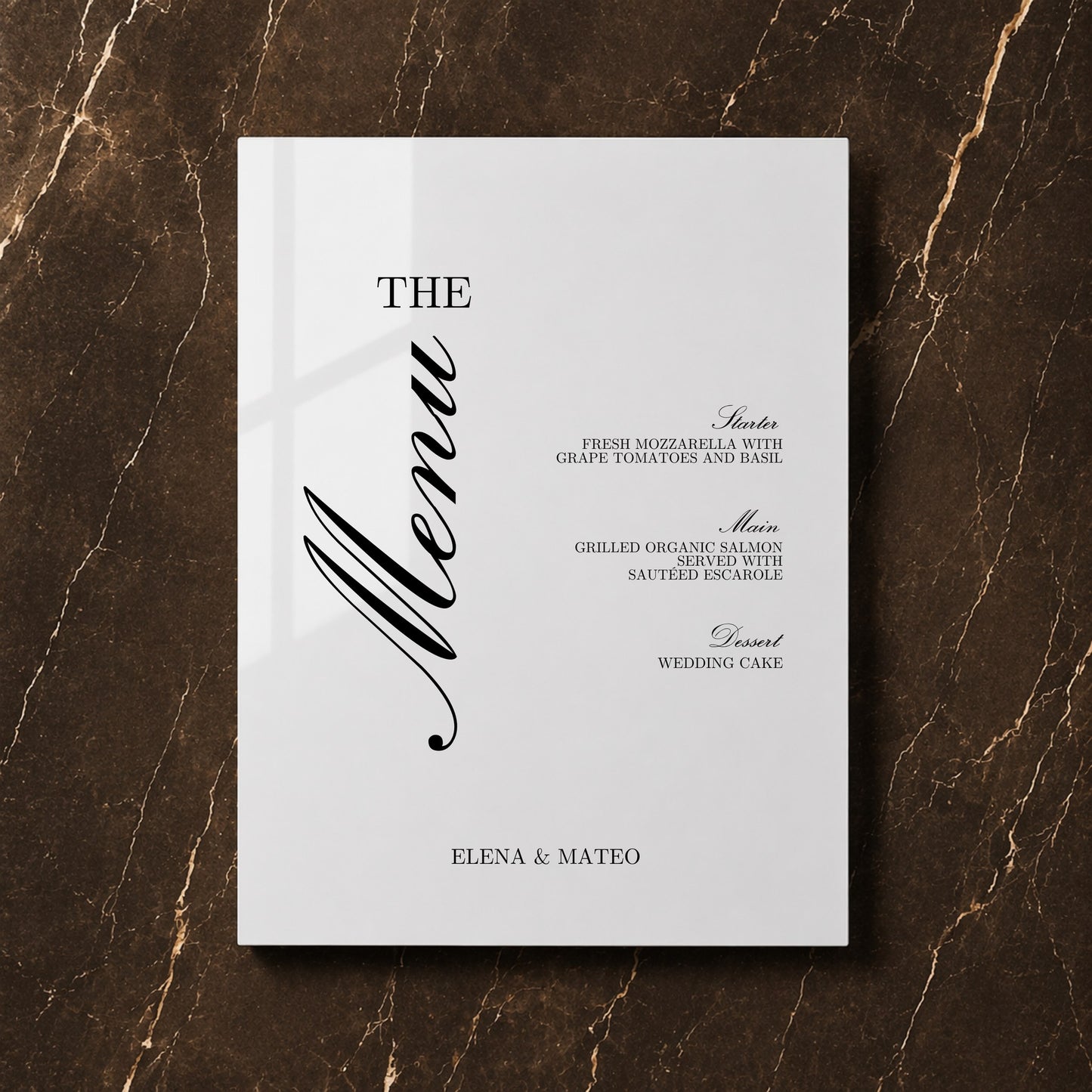 Reina Collection Acrylic Wedding Menu Sign