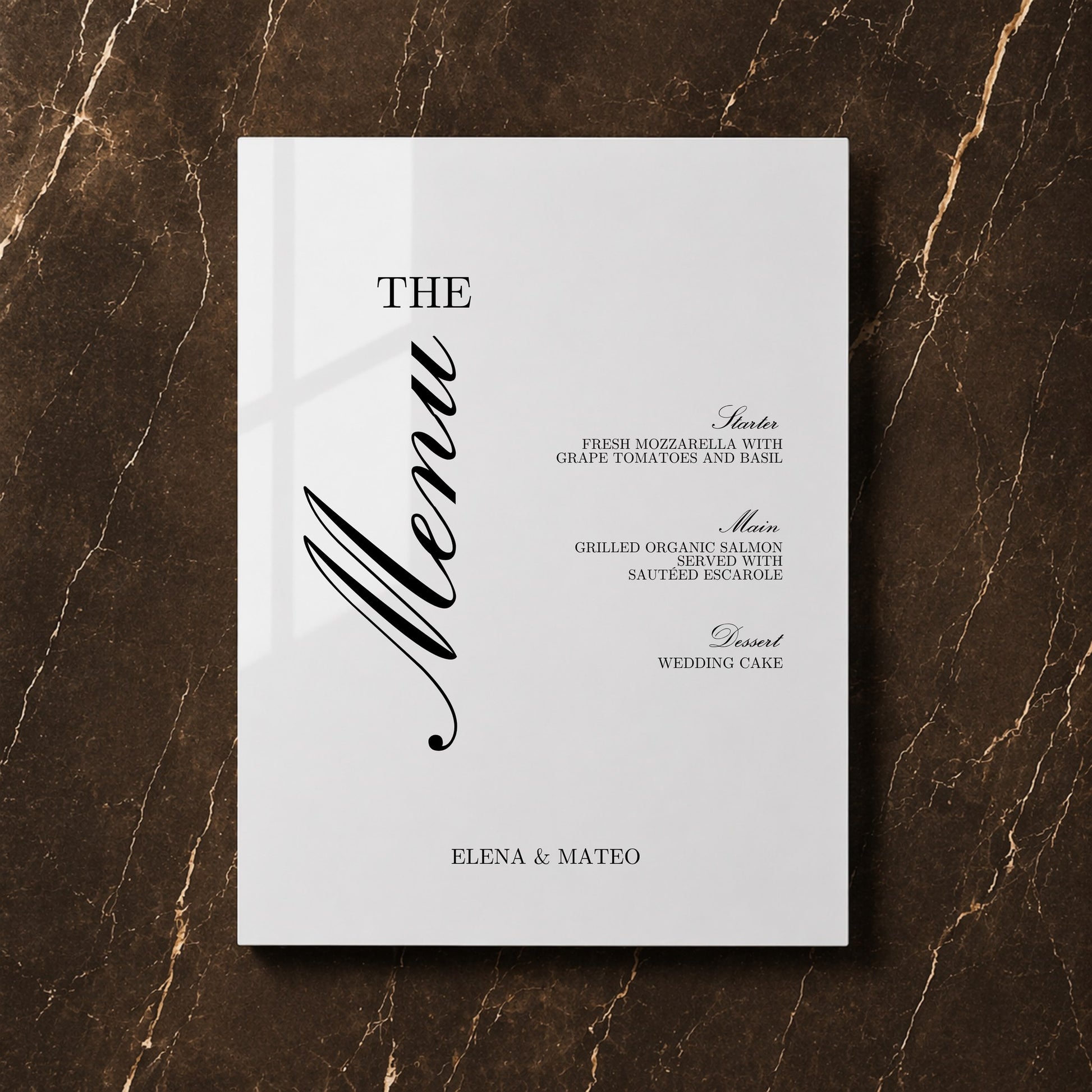 Reina Collection Acrylic Wedding Menu Sign