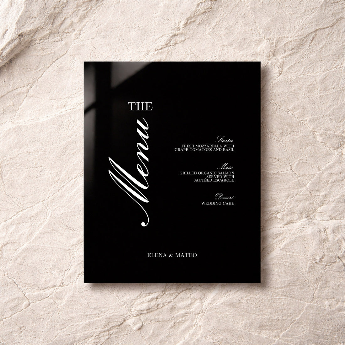 Reina Collection Acrylic Wedding Menu Sign