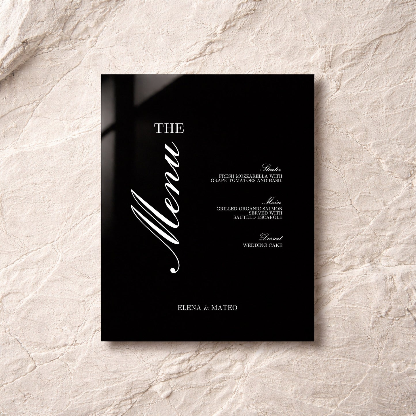 Reina Collection Acrylic Wedding Menu Sign