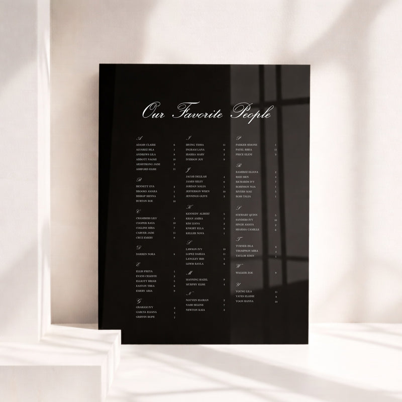 Reina Collection Acrylic Wedding Seating Chart Sign