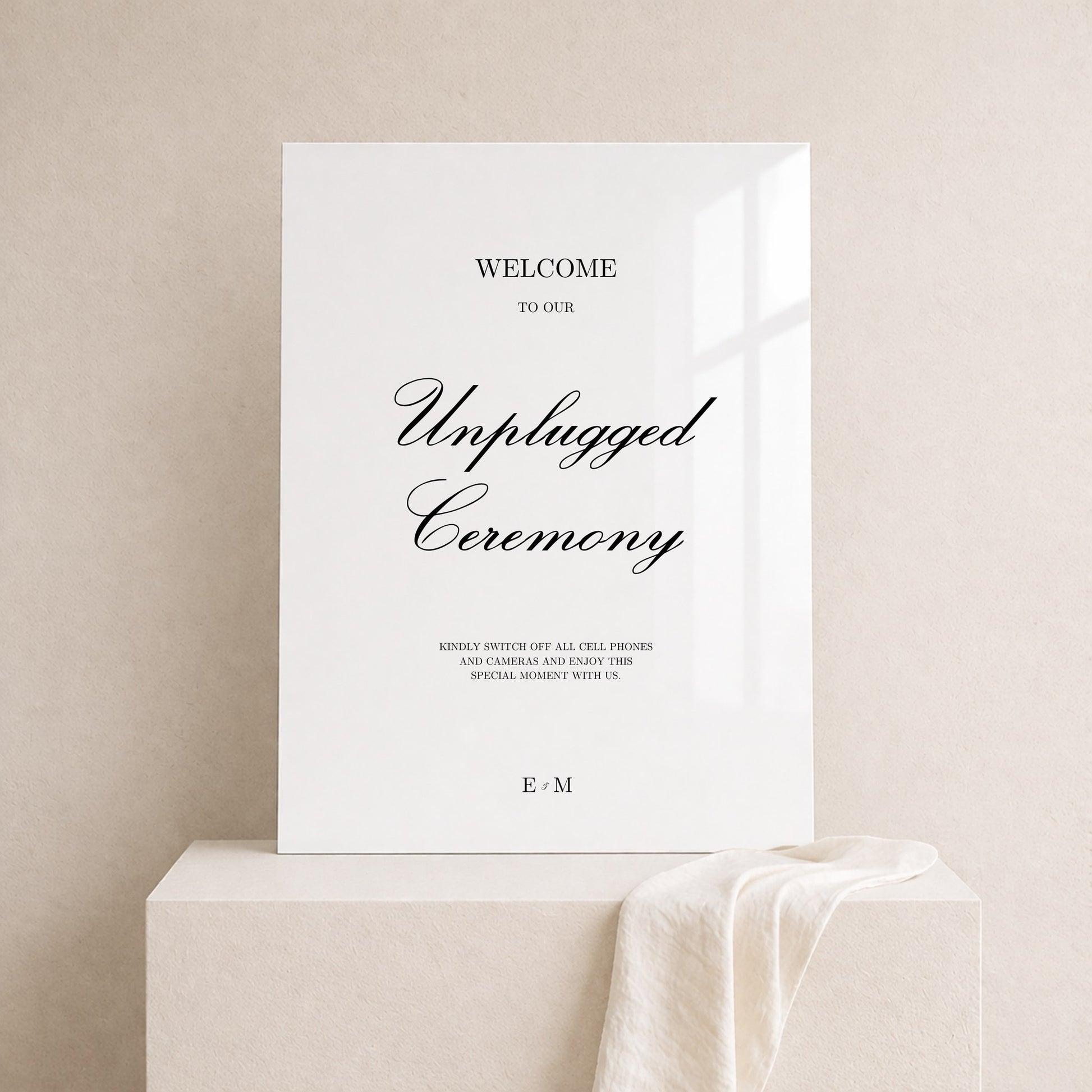 Reina Collection Acrylic Wedding Unplugged Ceremony Sign