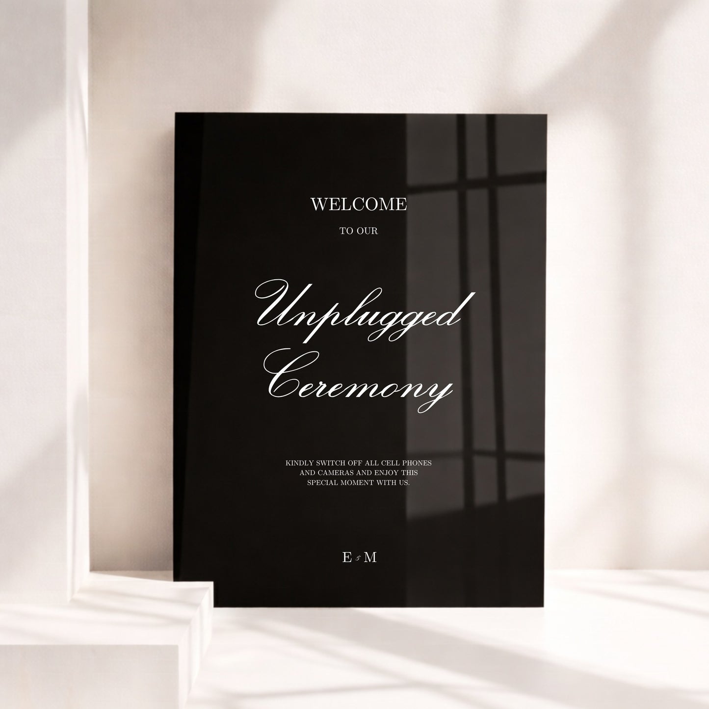 Reina Collection Acrylic Wedding Unplugged Ceremony Sign