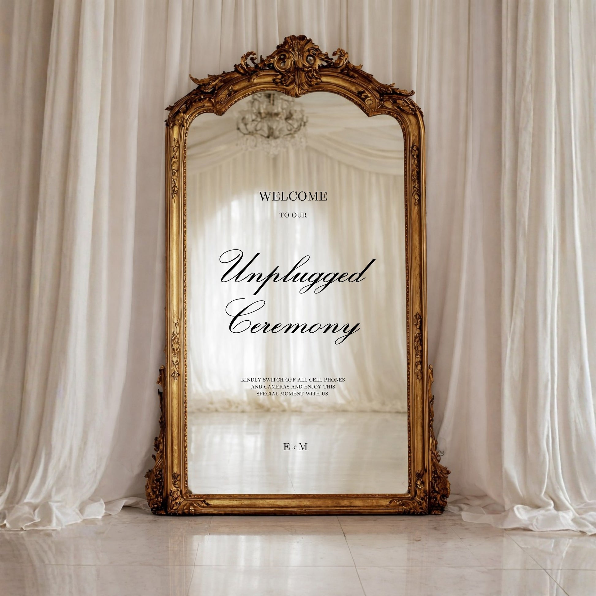 Reina Collection Decal Wedding Unplugged Ceremony Sign