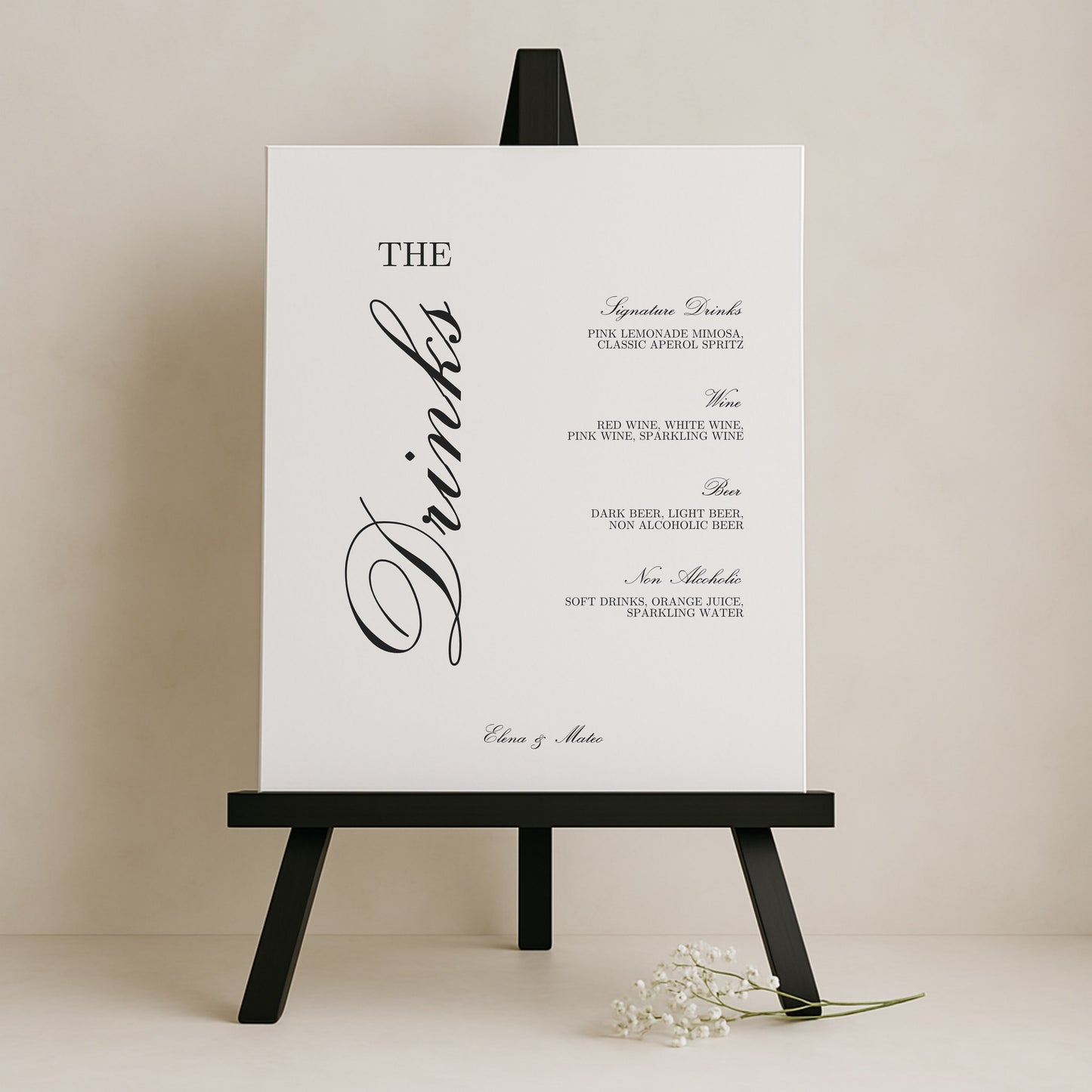 Reina Collection Gatorboard Wedding Bar & Drinks Sign