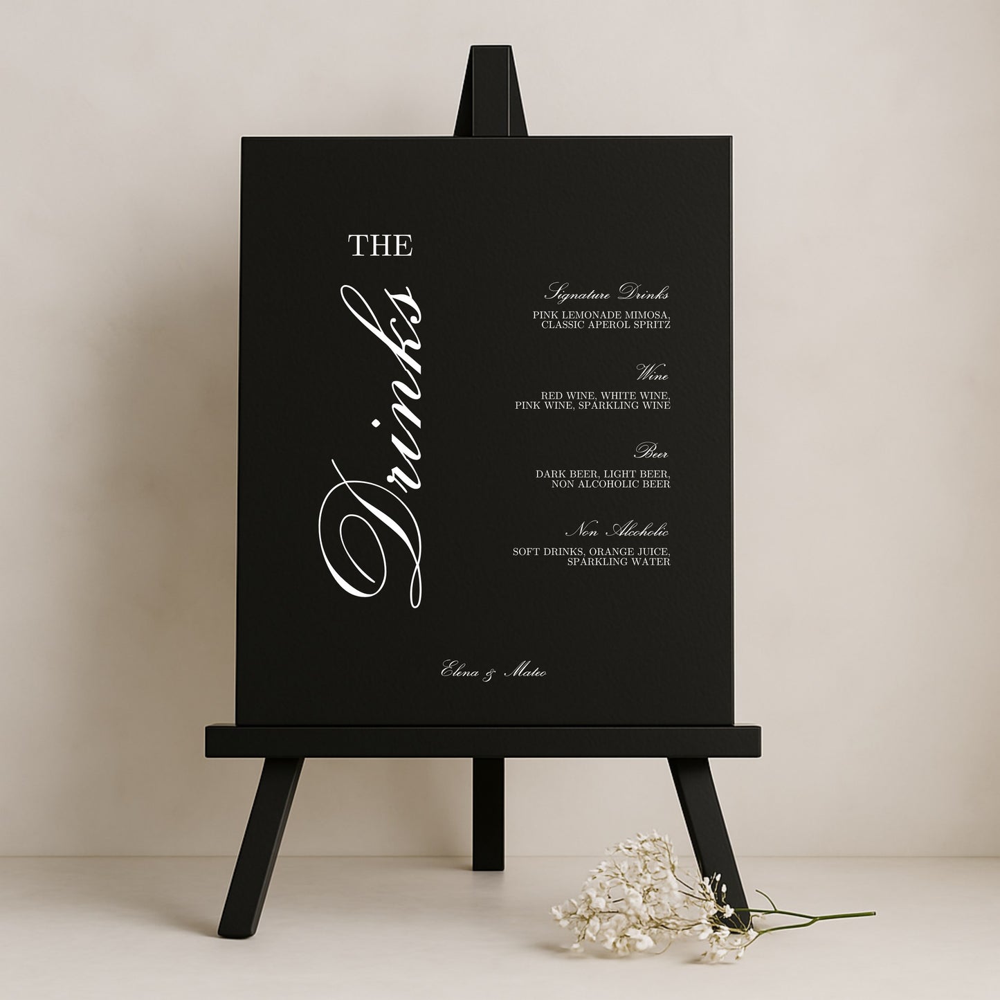 Reina Collection Gatorboard Wedding Bar & Drinks Sign