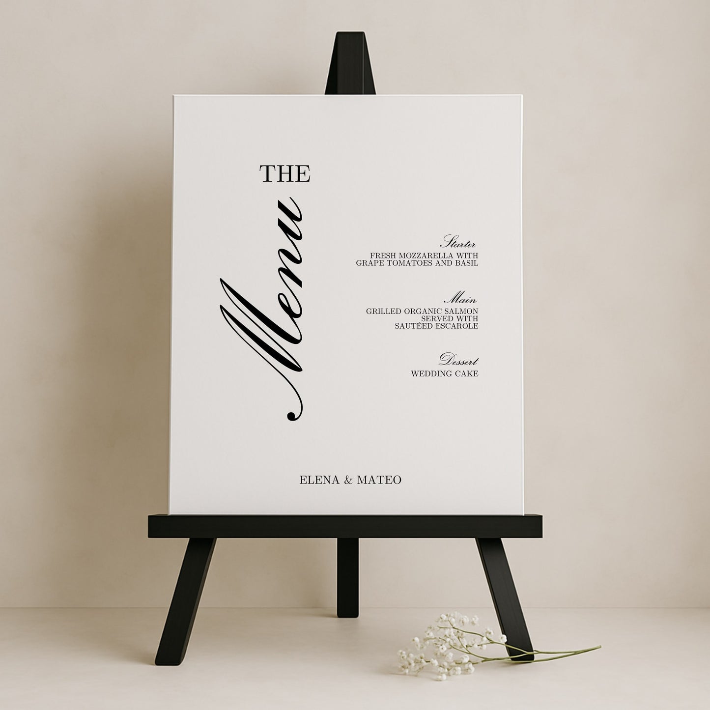 Reina Collection Gatorboard Wedding Menu Sign