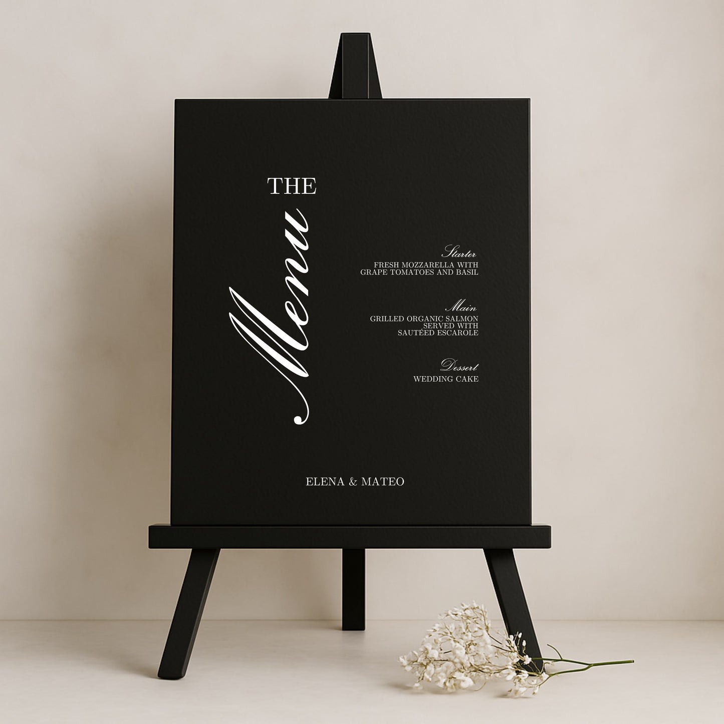 Reina Collection Gatorboard Wedding Menu Sign