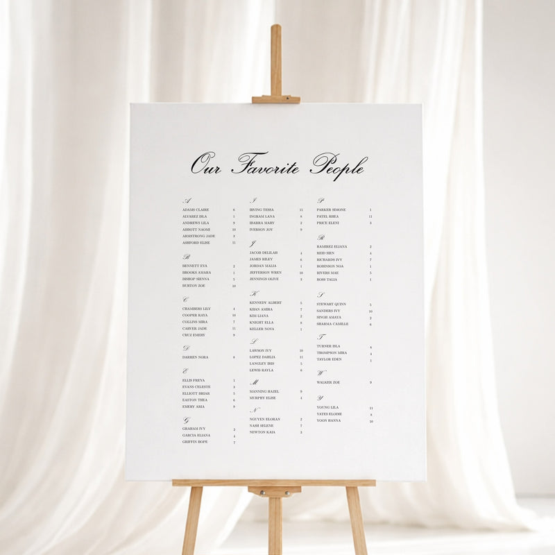 Reina Collection Gatorboard Wedding Seating Chart Sign