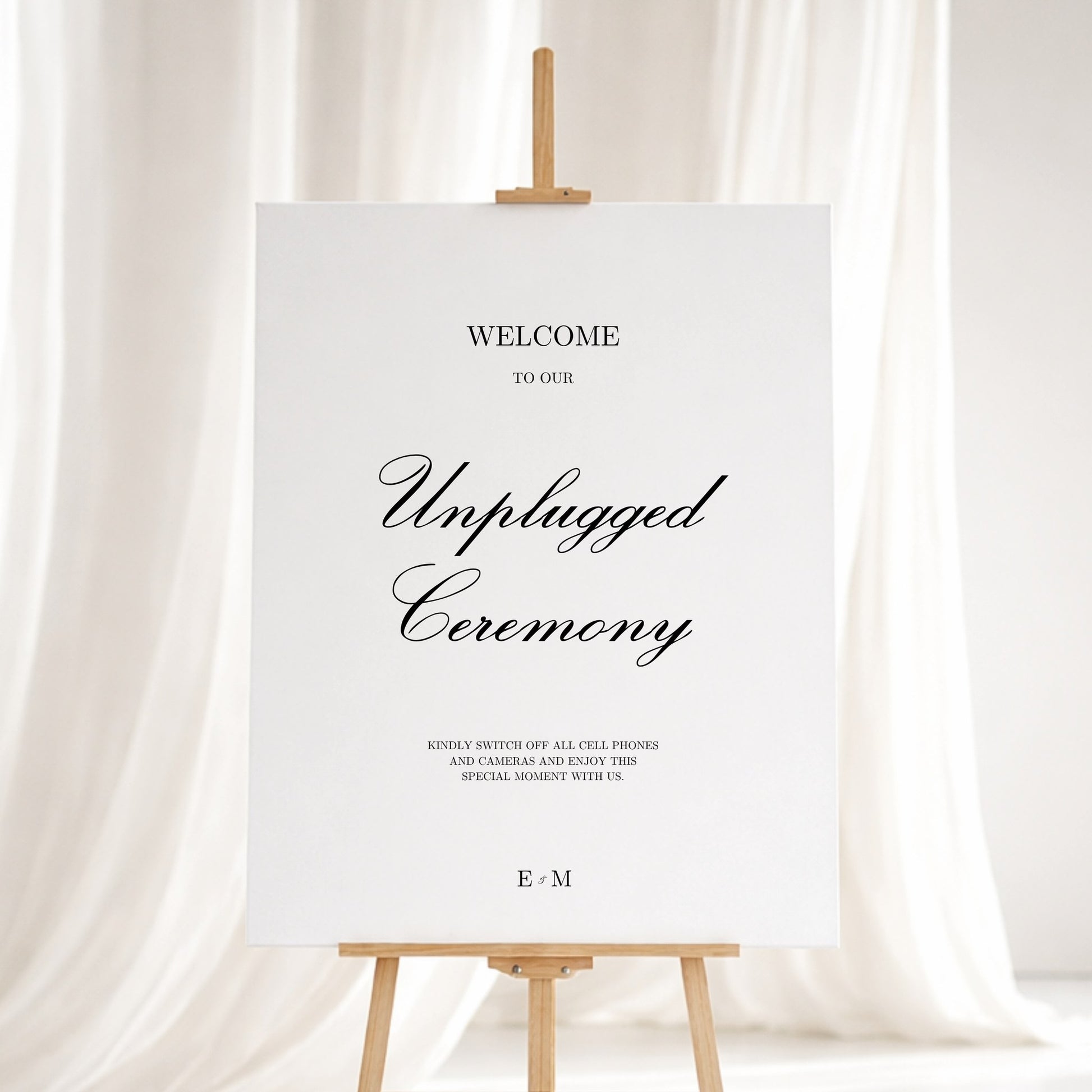 Reina Collection Gatorboard Wedding Unplugged Ceremony Sign