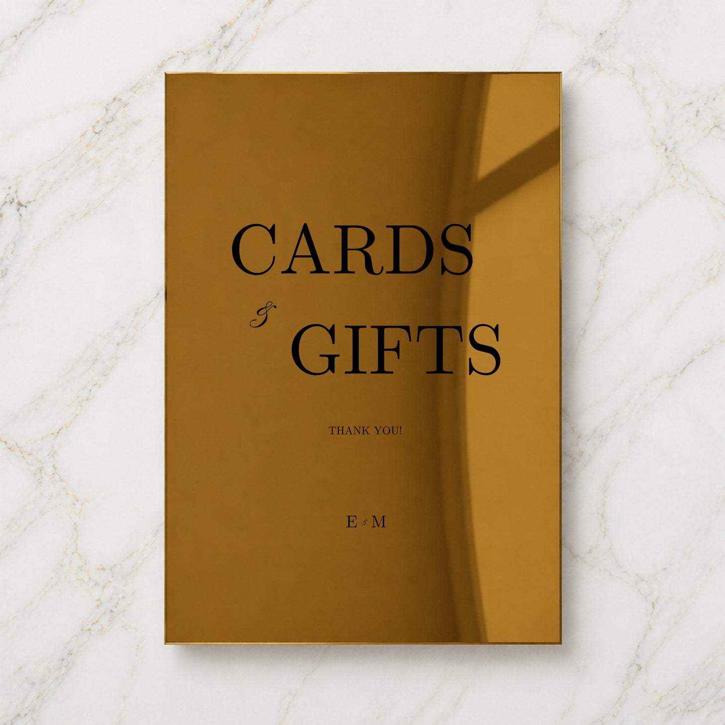 Reina Collection Gold Mirror Wedding Cards & Gifts Sign