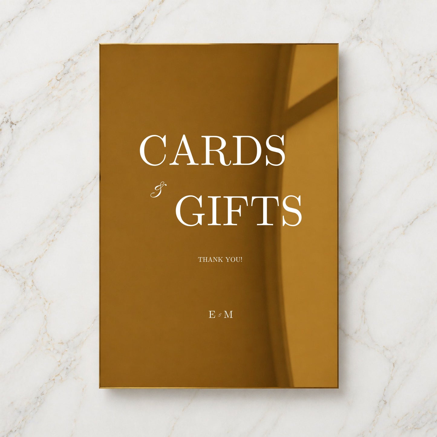 Reina Collection Gold Mirror Wedding Cards & Gifts Sign