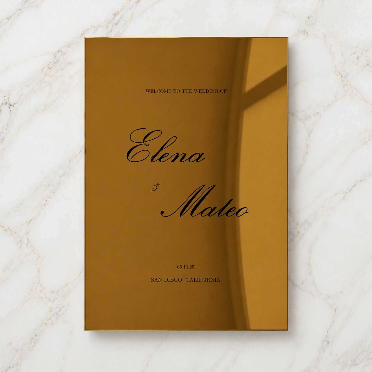 Reina Collection Gold Mirror Wedding Welcome Sign