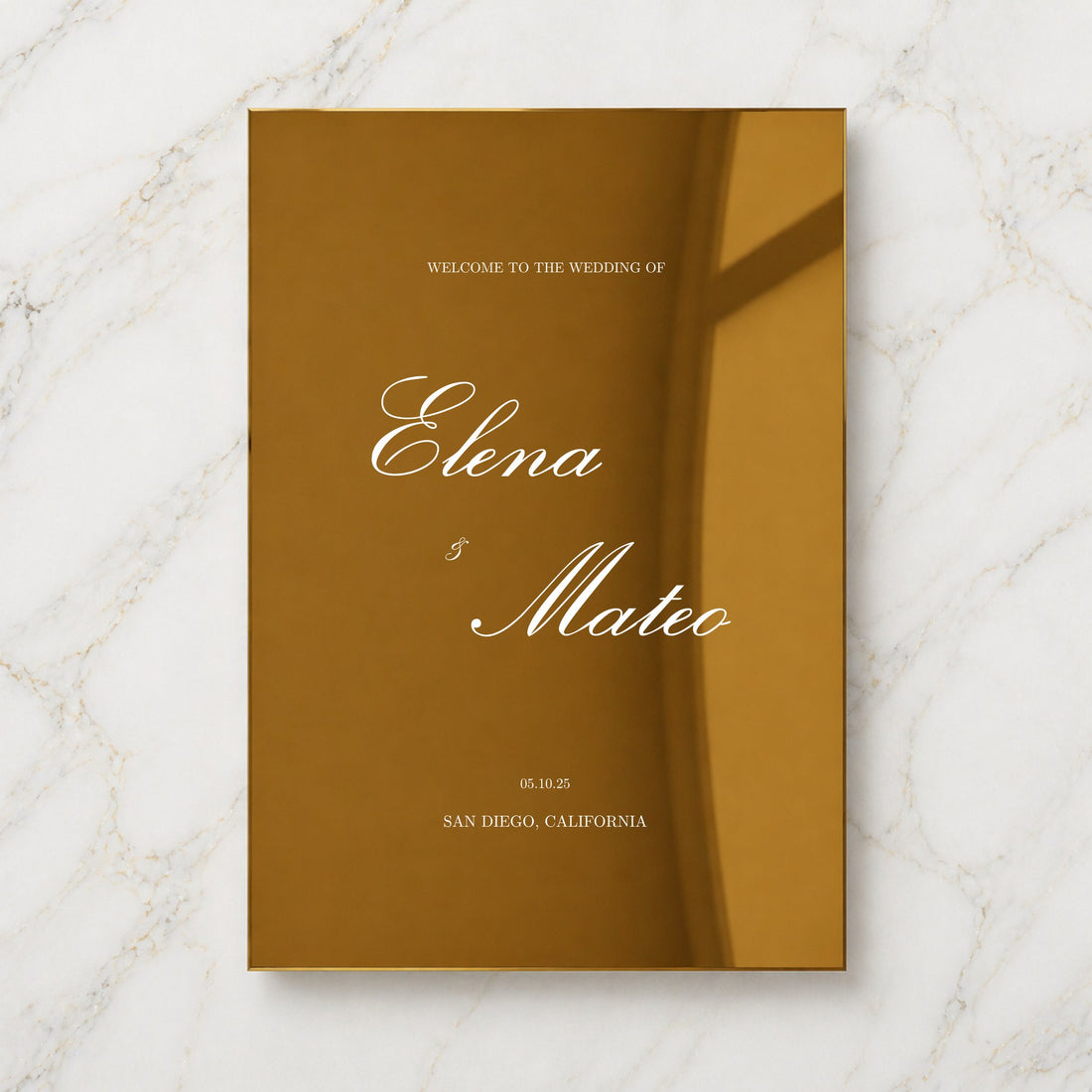 Reina Collection Gold Mirror Wedding Welcome Sign