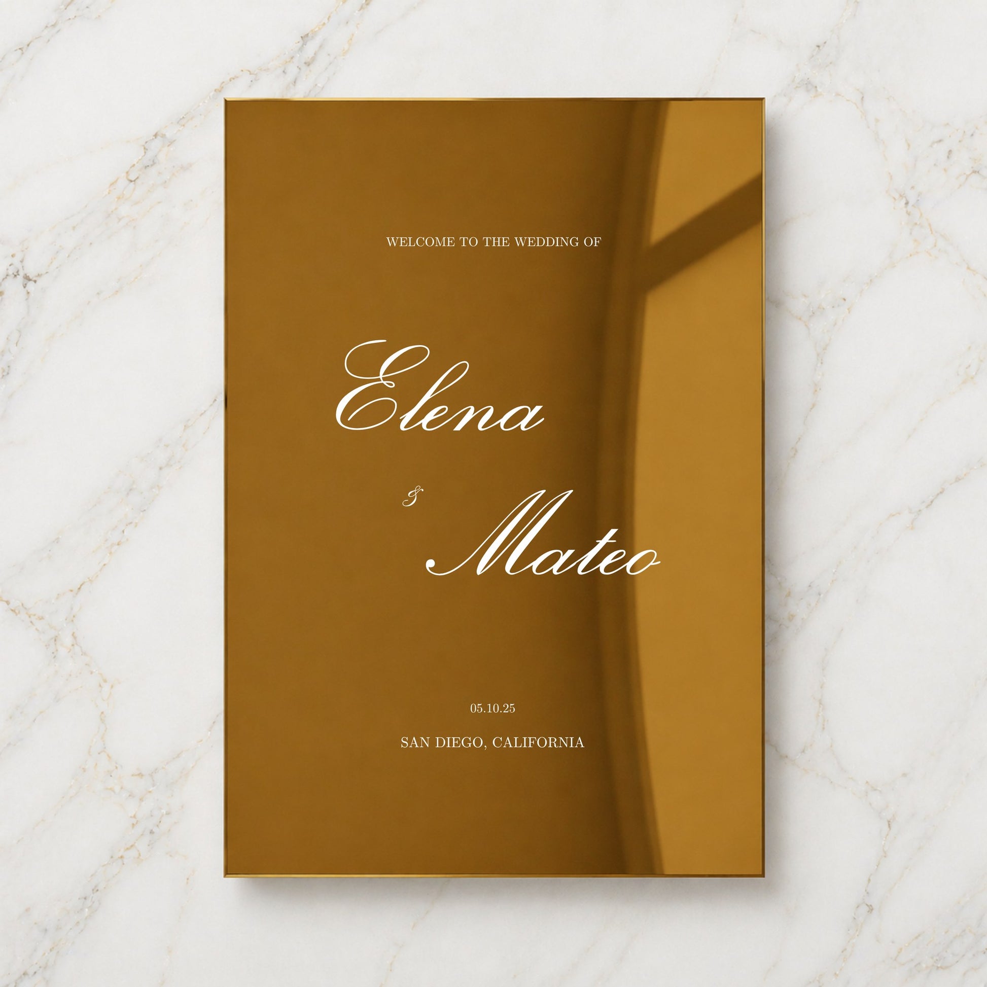 Reina Collection Gold Mirror Wedding Welcome Sign
