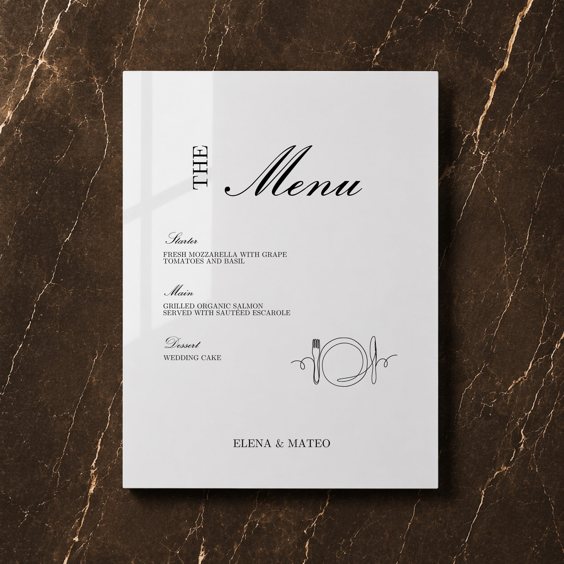 Reina Collection Acrylic Wedding Menu Sign