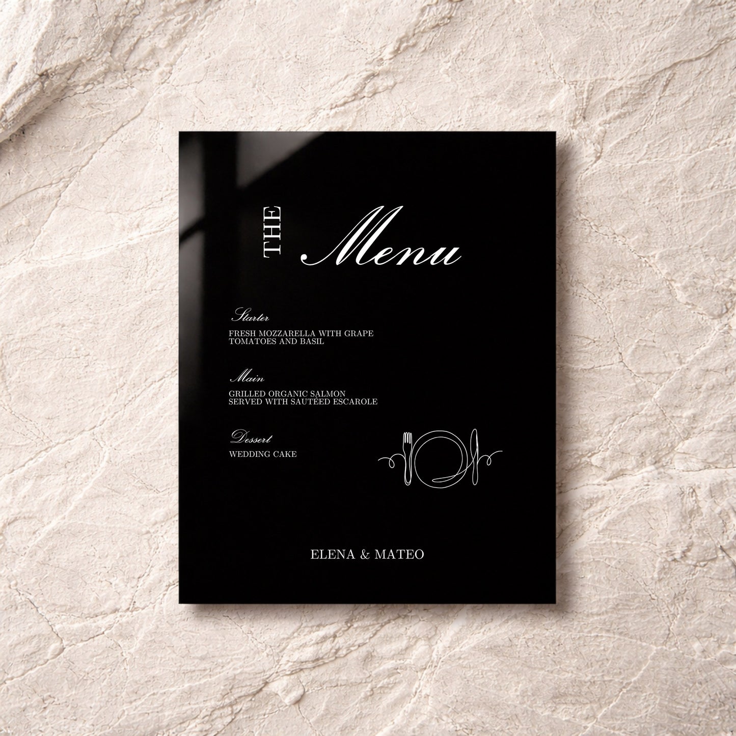 Reina Collection Acrylic Wedding Menu Sign