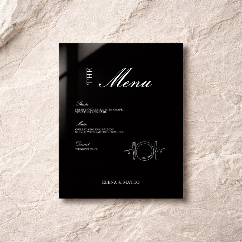 Reina Collection Acrylic Wedding Menu Sign