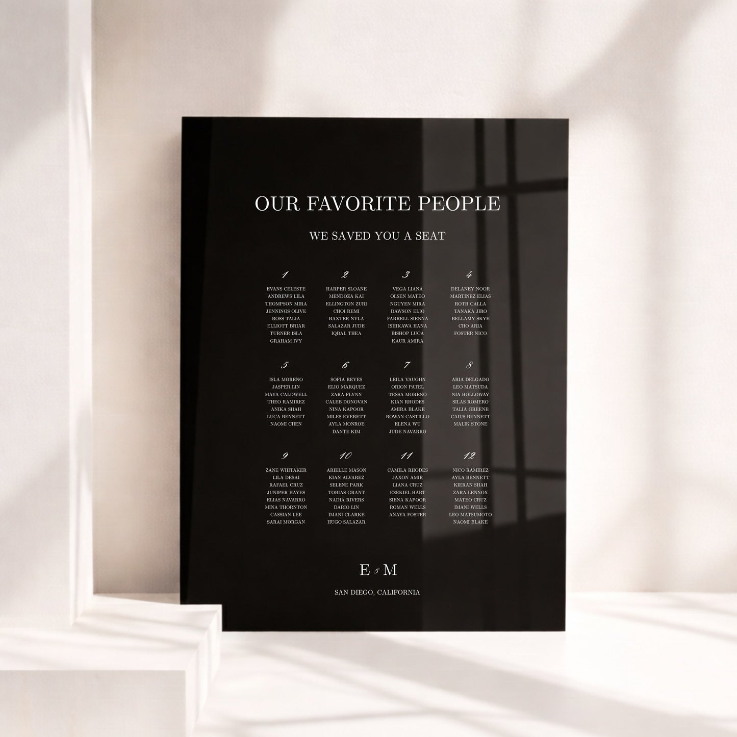 Reina Collection Acrylic Wedding Seating Chart Sign