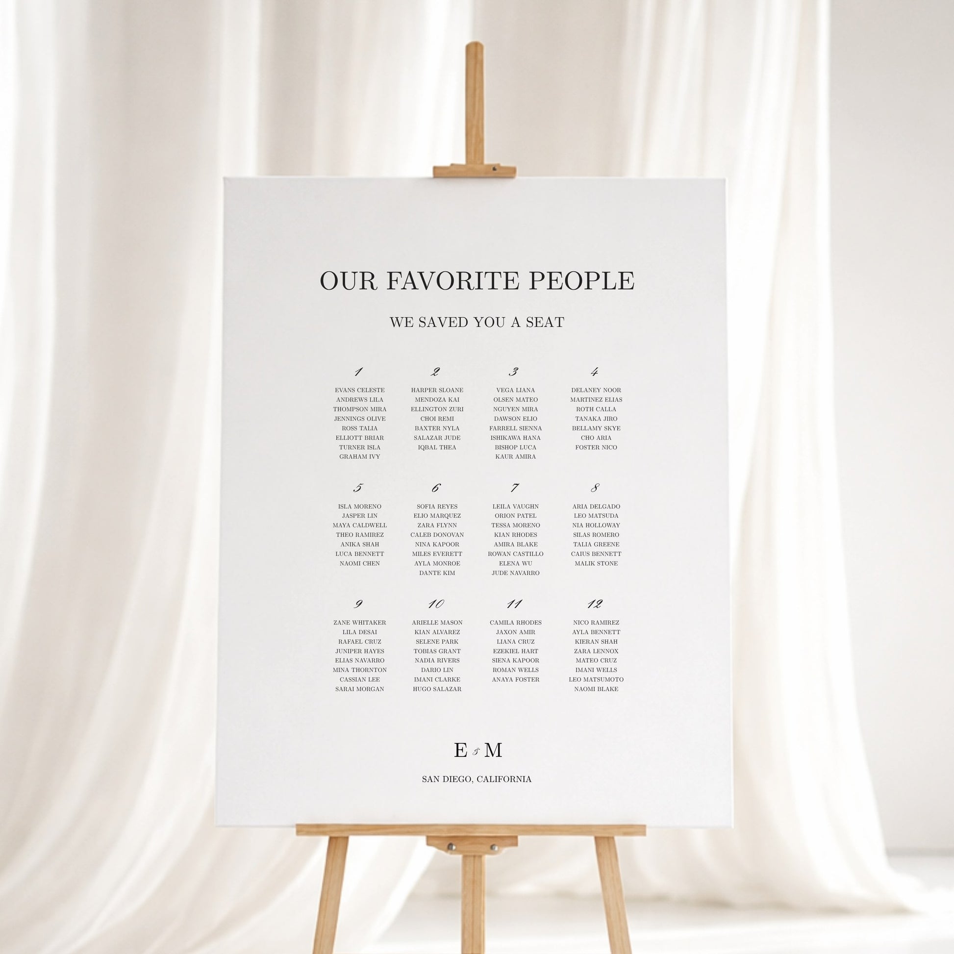 Reina Collection Gatorboard Wedding Seating Chart Sign
