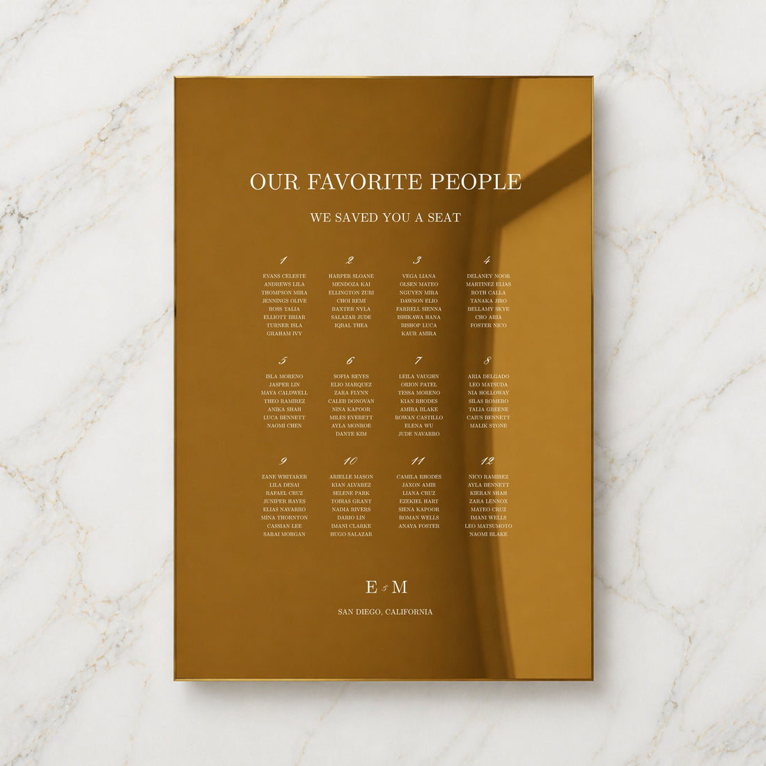 Reina Collection Gold Mirror Wedding Seating Chart Sign