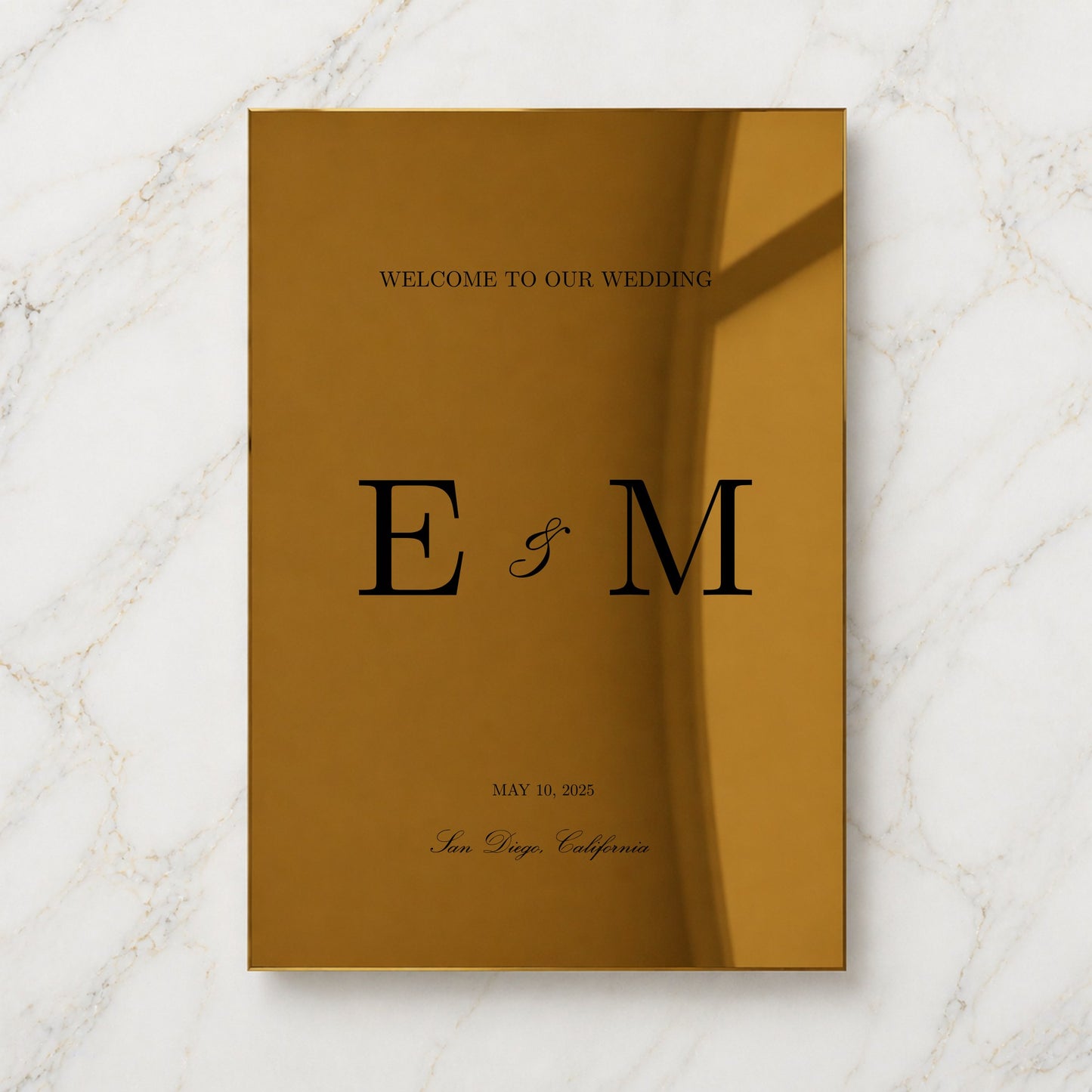 Reina Collection Gold Mirror Wedding Welcome Sign