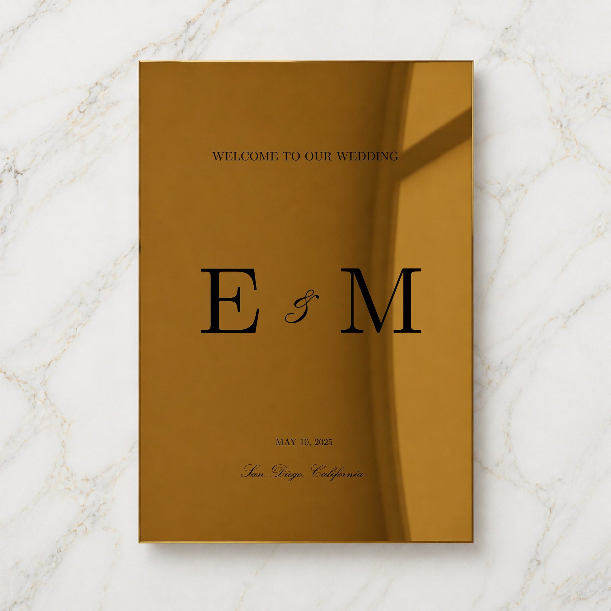 Reina Collection Gold Mirror Wedding Welcome Sign