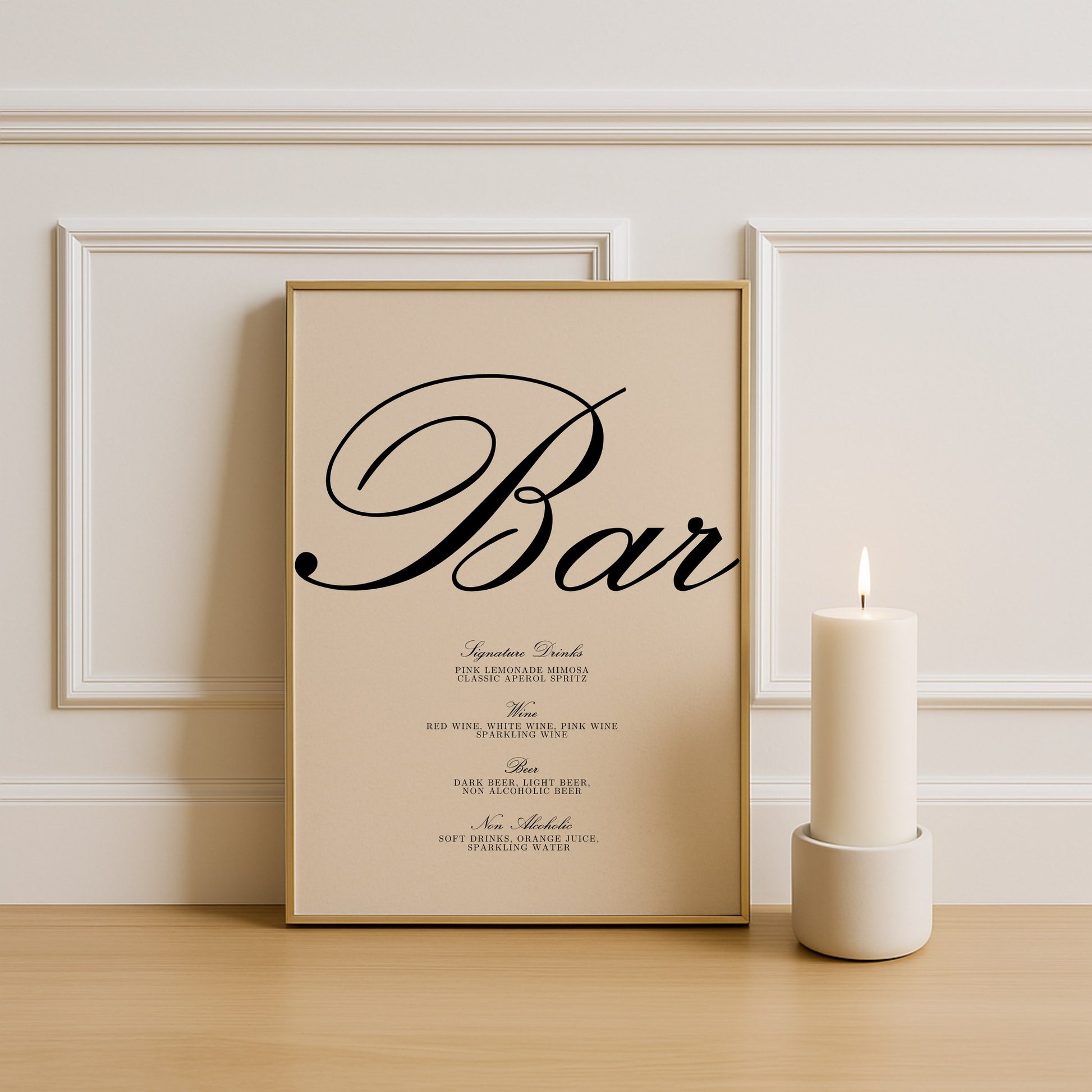 Reina Collection Poster Wedding Bar & Drinks Sign