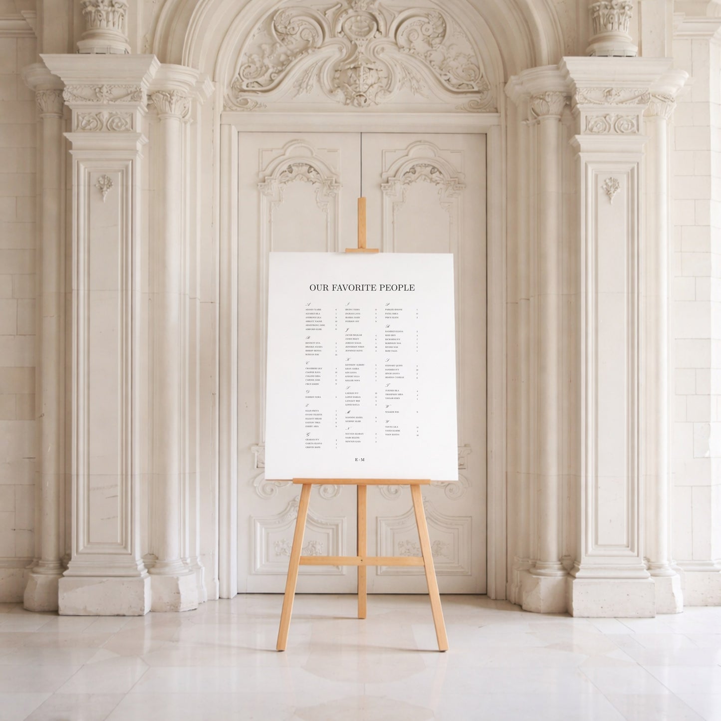 Reina Collection Gatorboard Wedding Seating Chart Sign