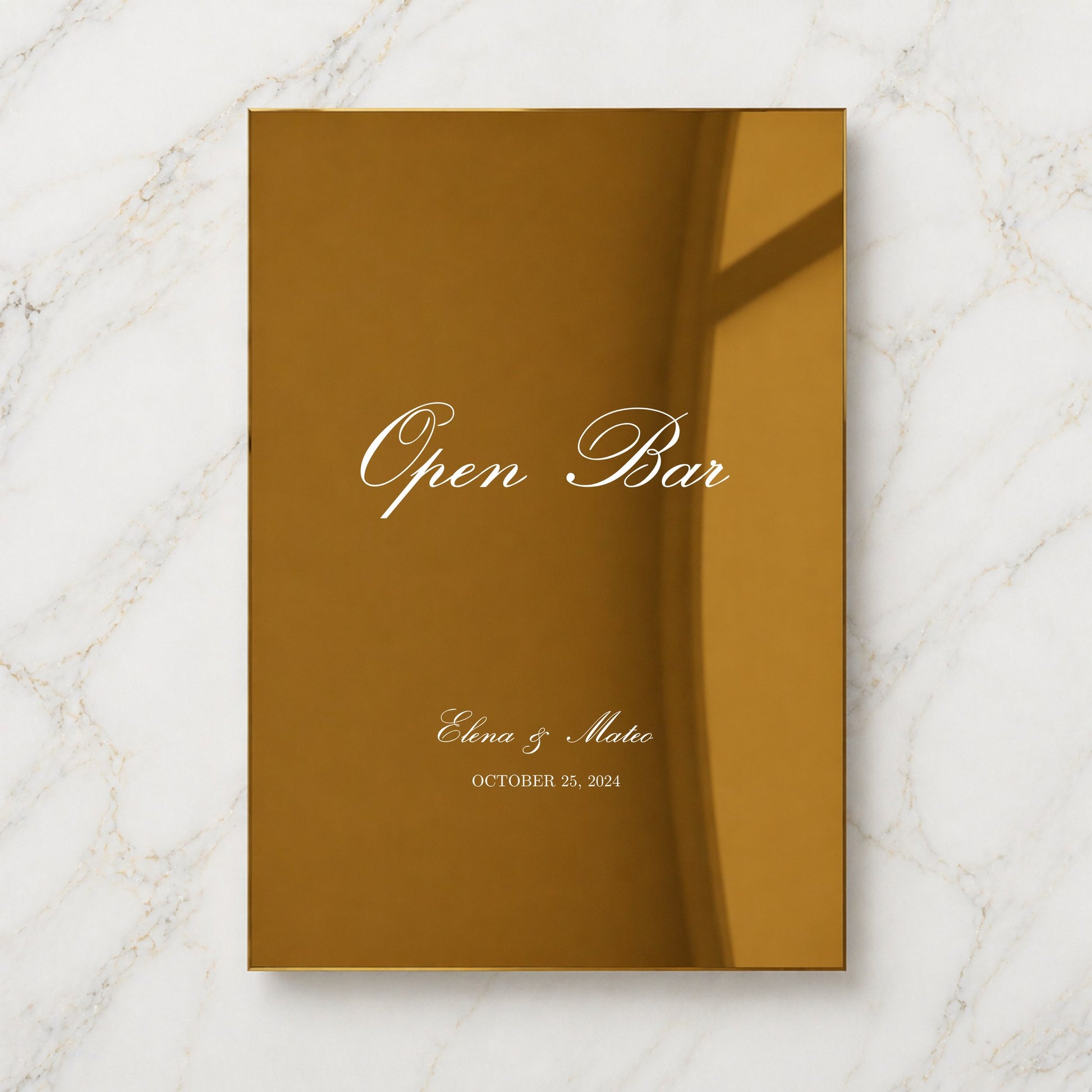 Reina Collection Gold Mirror Wedding Bar & Drinks Sign